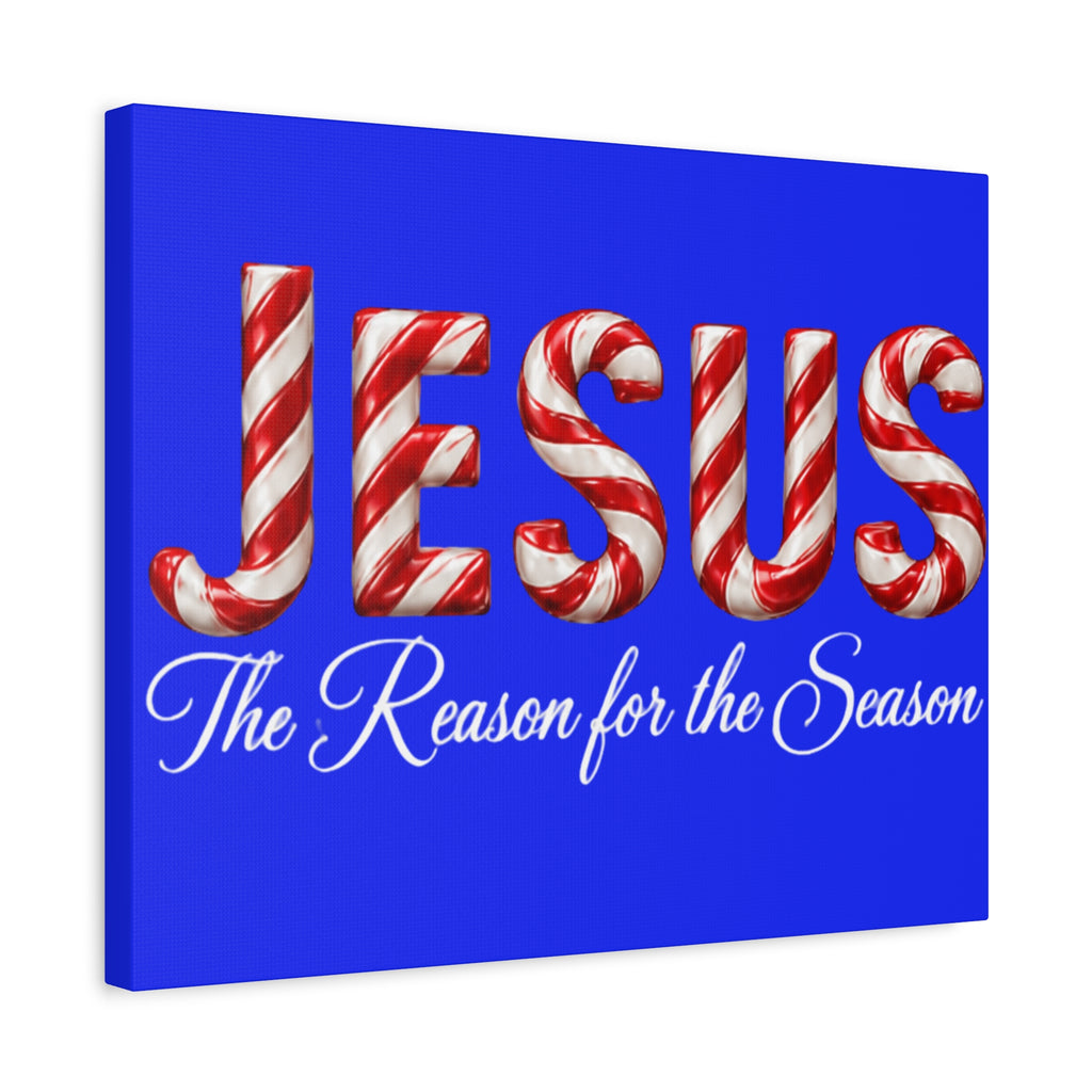 Jesus The Reason for the Season Christmas Wall Art – Candy Cane Christian Holiday Decor, Matte Canvas, Stretched, 1.25"