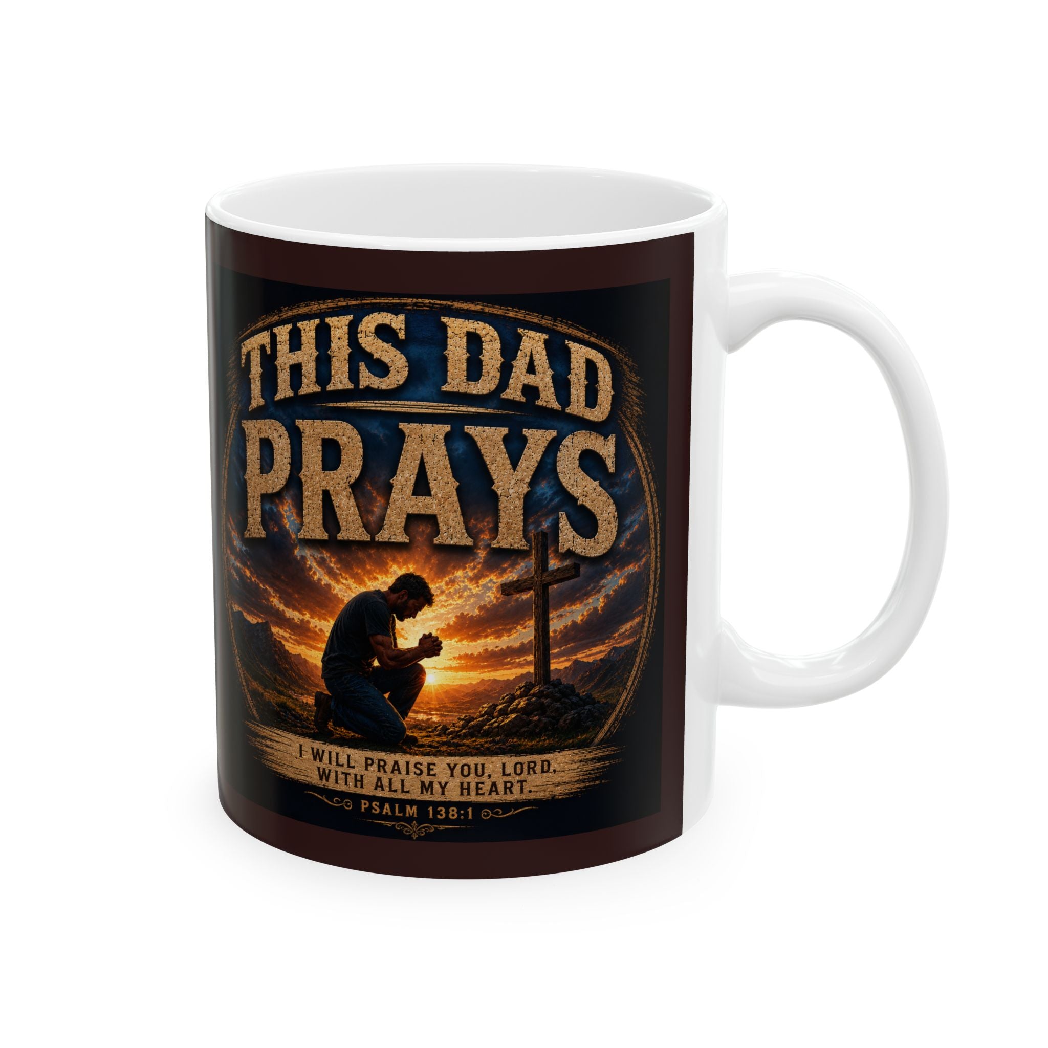 This Dad Prays Christian Coffee Mug – Faith Based Dad Mug – Ceramic Mug, (11oz, 15oz)