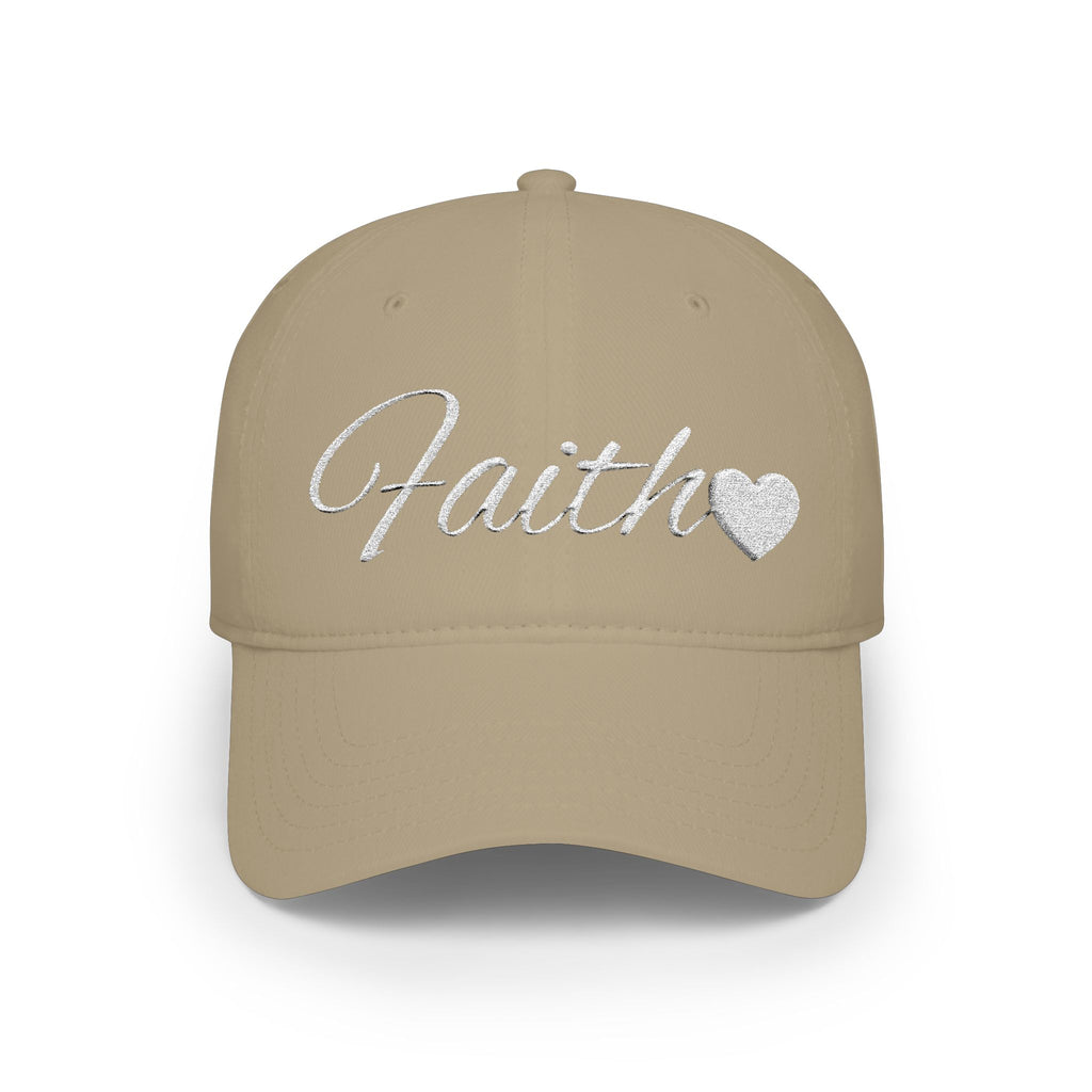 Faith Heart Embroidered Christian Cap – Inspirational Hat with White Script Design Low Profile Baseball Cap