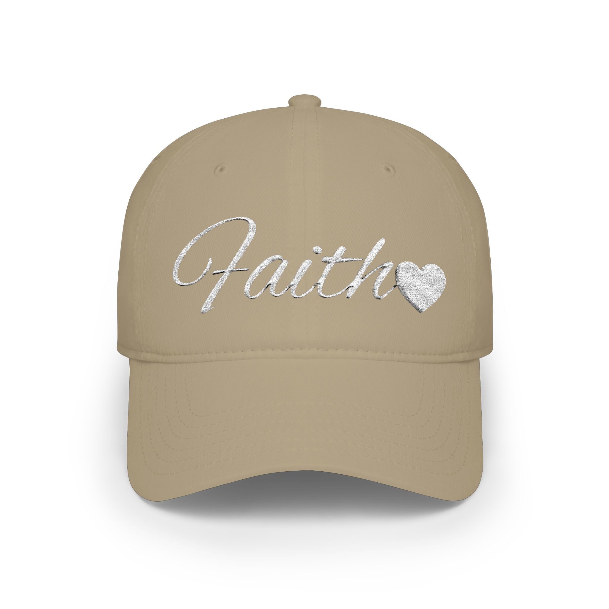 Faith Heart Embroidered Christian Cap – Inspirational Hat with White Script Design Low Profile Baseball Cap