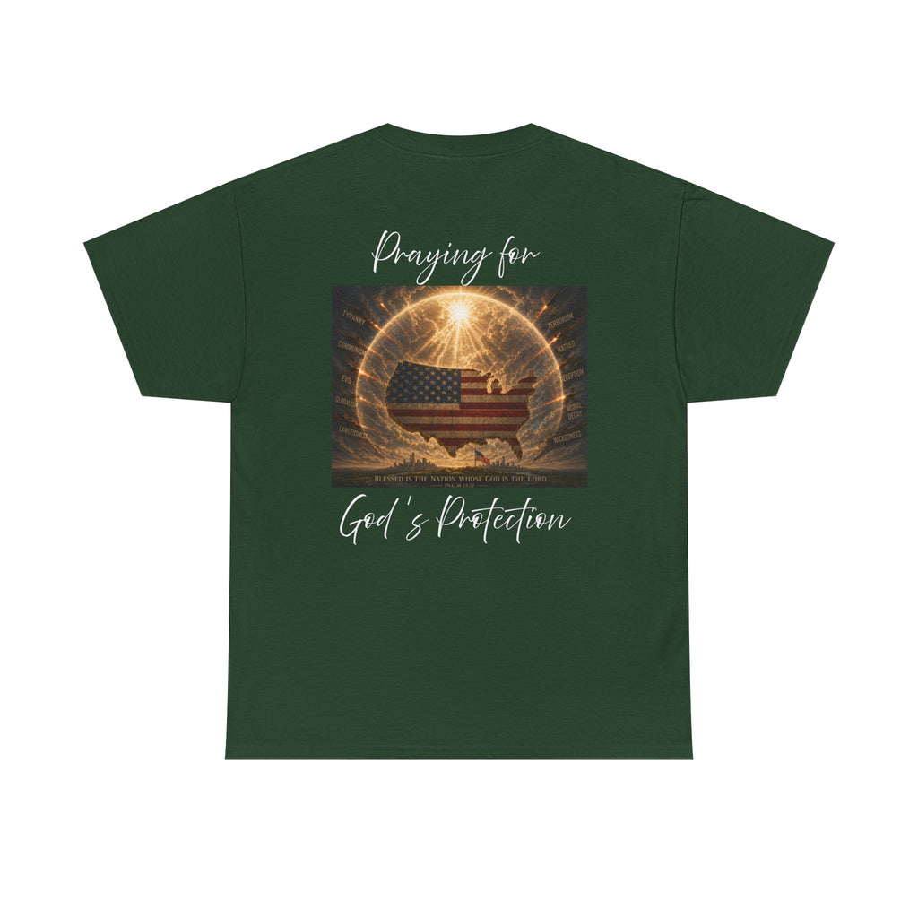 Praying for God’s Protection – Faith-Based American T-Shirt Unisex Heavy Cotton Tee