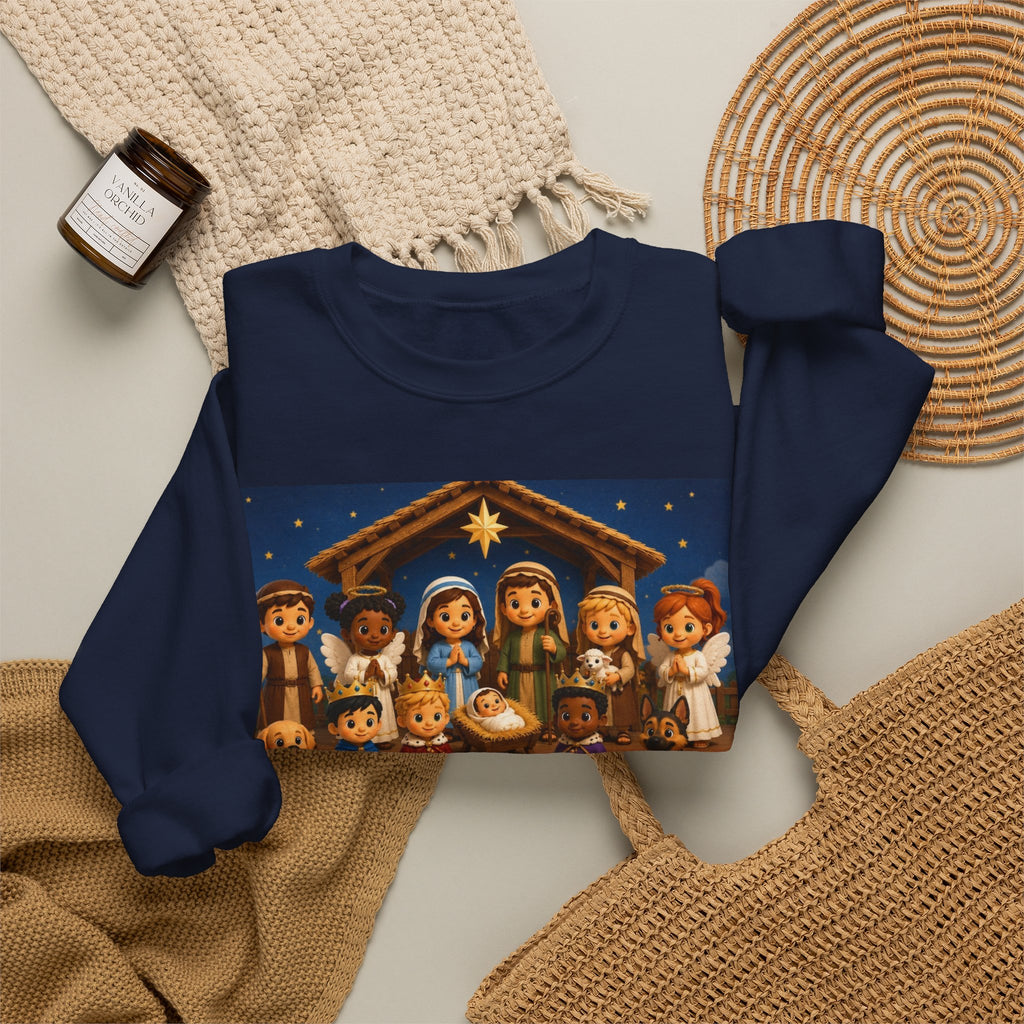 A Savior Is Born Nativity Christmas Sweatshirt – Christian Faith Holiday Heavy Blend™ Crewneck Sweatshirt