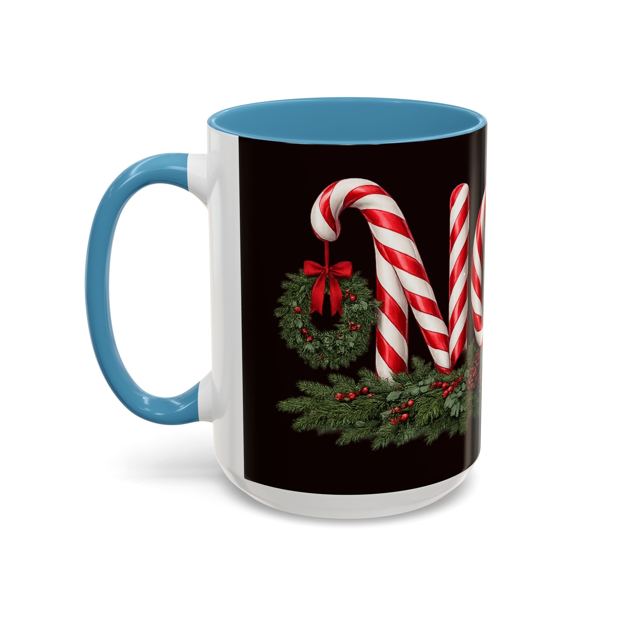 NOEL Candy Cane Christmas Mug – Festive Holiday Coffee Cup  (11, 15oz)
