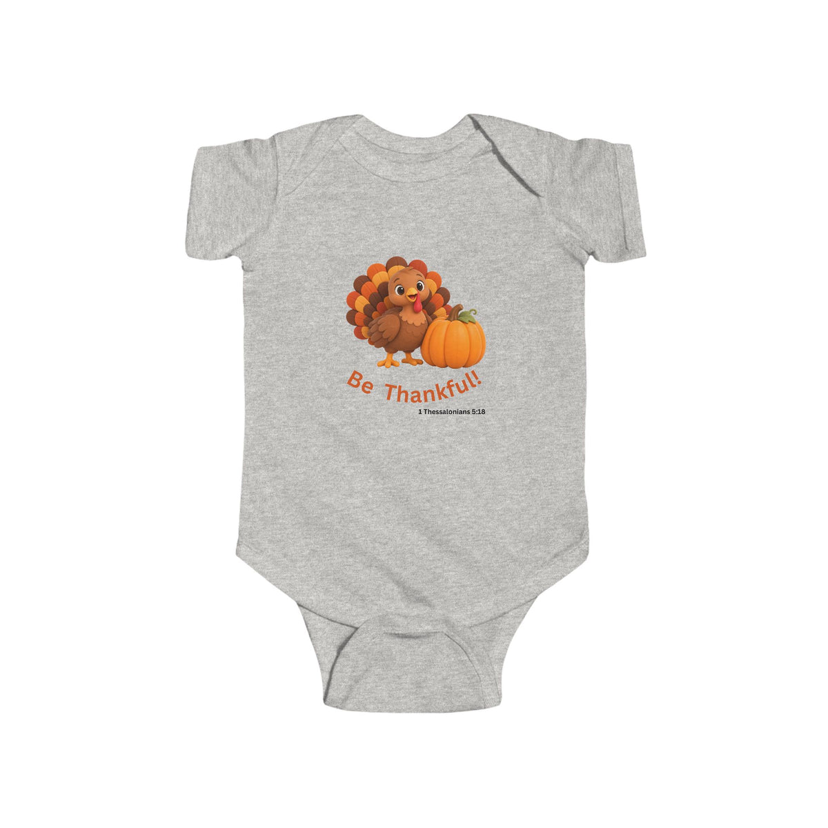 Be Thankful Thanksgiving Turkey & Pumpkin Infant Fine Jersey Bodysuit