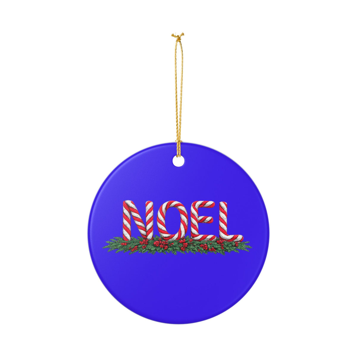 Candy Cane Noel Ceramic Decoration Ornament, (1pc)