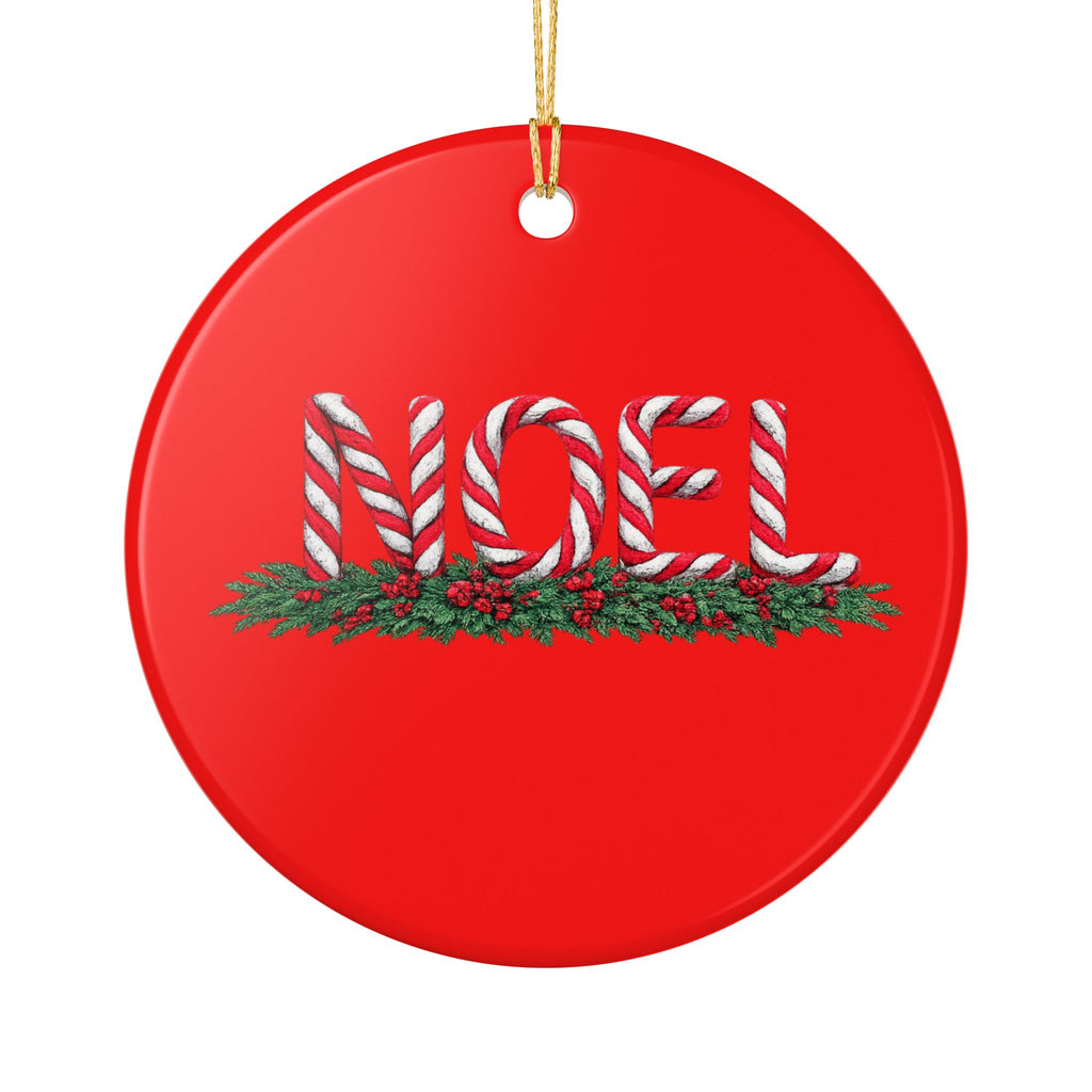 Candy Cane Noel Ceramic Decoration Ornament, (1pc)