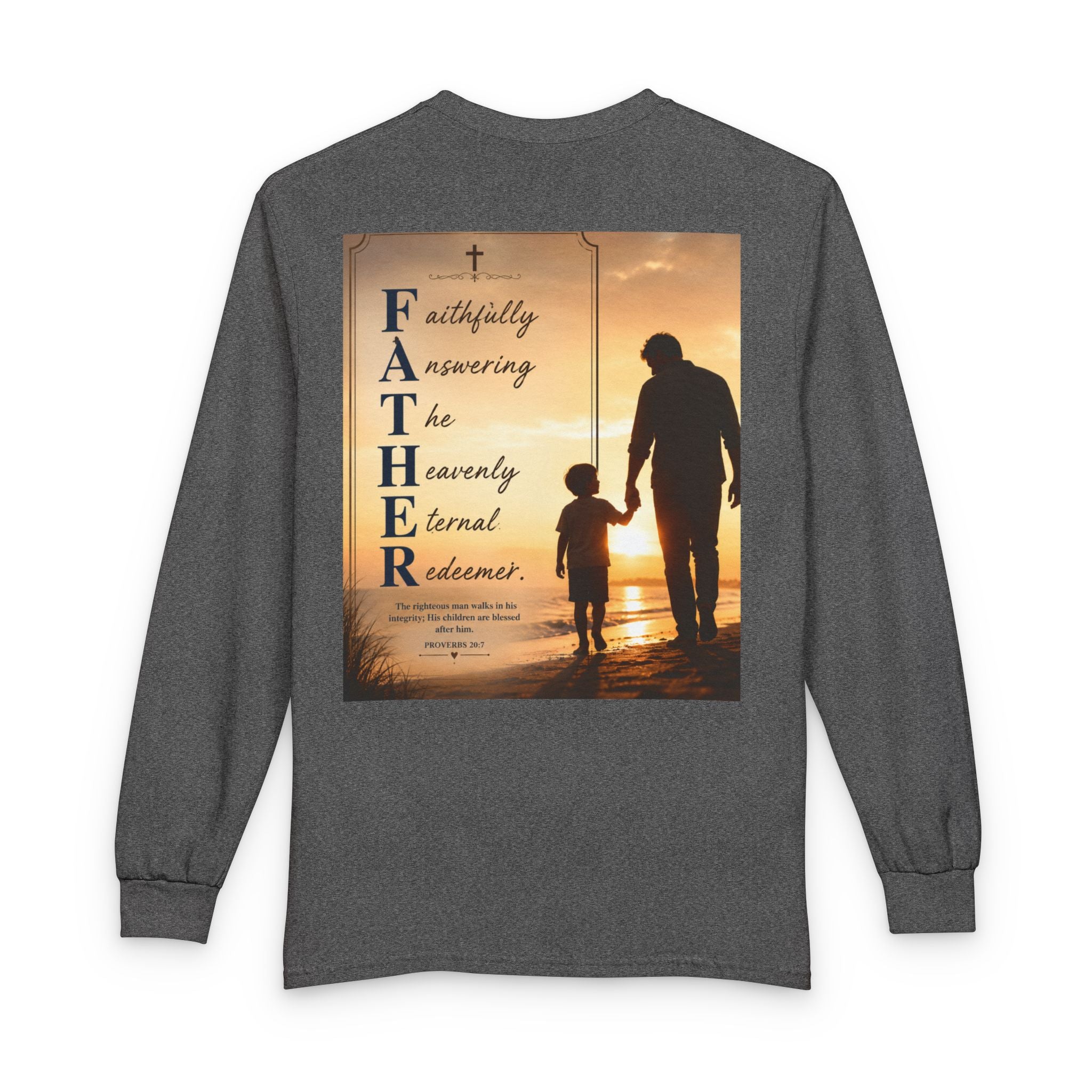 Faithful Father Christian Long Sleeve Shirt – Inspirational Dad Acrostic Sunset Design Unisex Long Sleeve T-Shirt