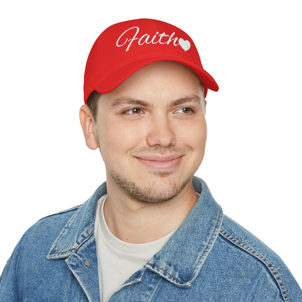 Faith Heart Embroidered Christian Cap – Inspirational Hat with White Script Design Low Profile Baseball Cap