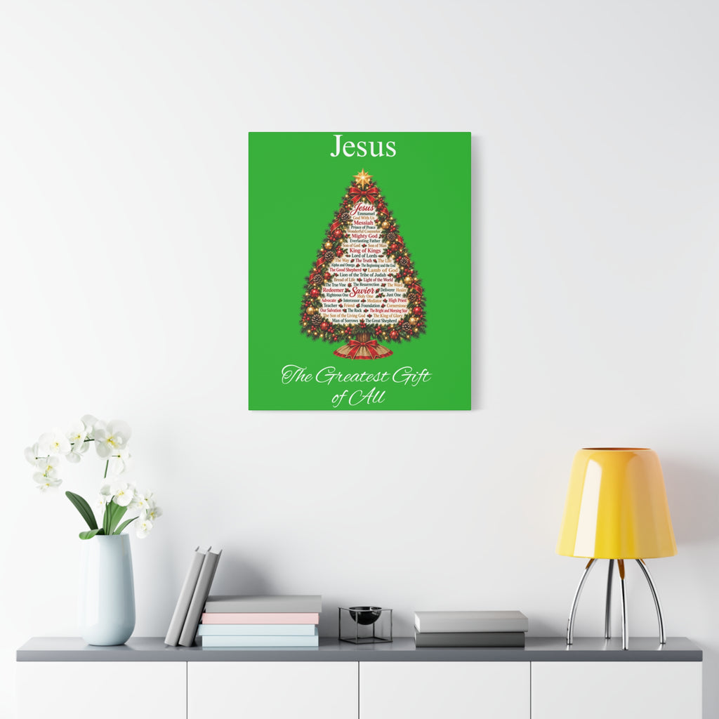 Jesus – The Greatest Gift of All | Christian Christmas Tree Wall Art, Matte Canvas, Stretched, 1.25"
