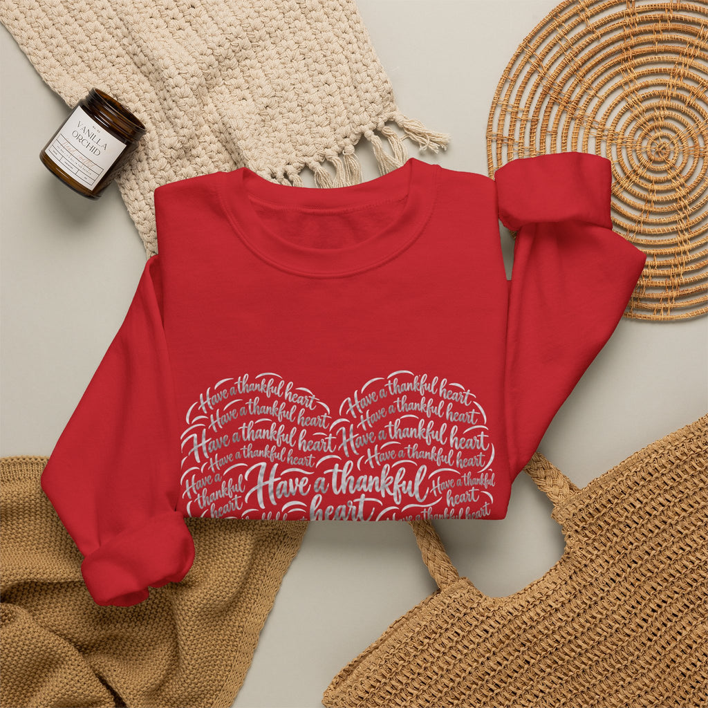 Have a Thankful Heart Sweatshirt – Inspirational Christian Faith Sweatshirt – Thanksgiving Graphic Pullover-Unisex Heavy Blend™ Crewneck Sweatshirt