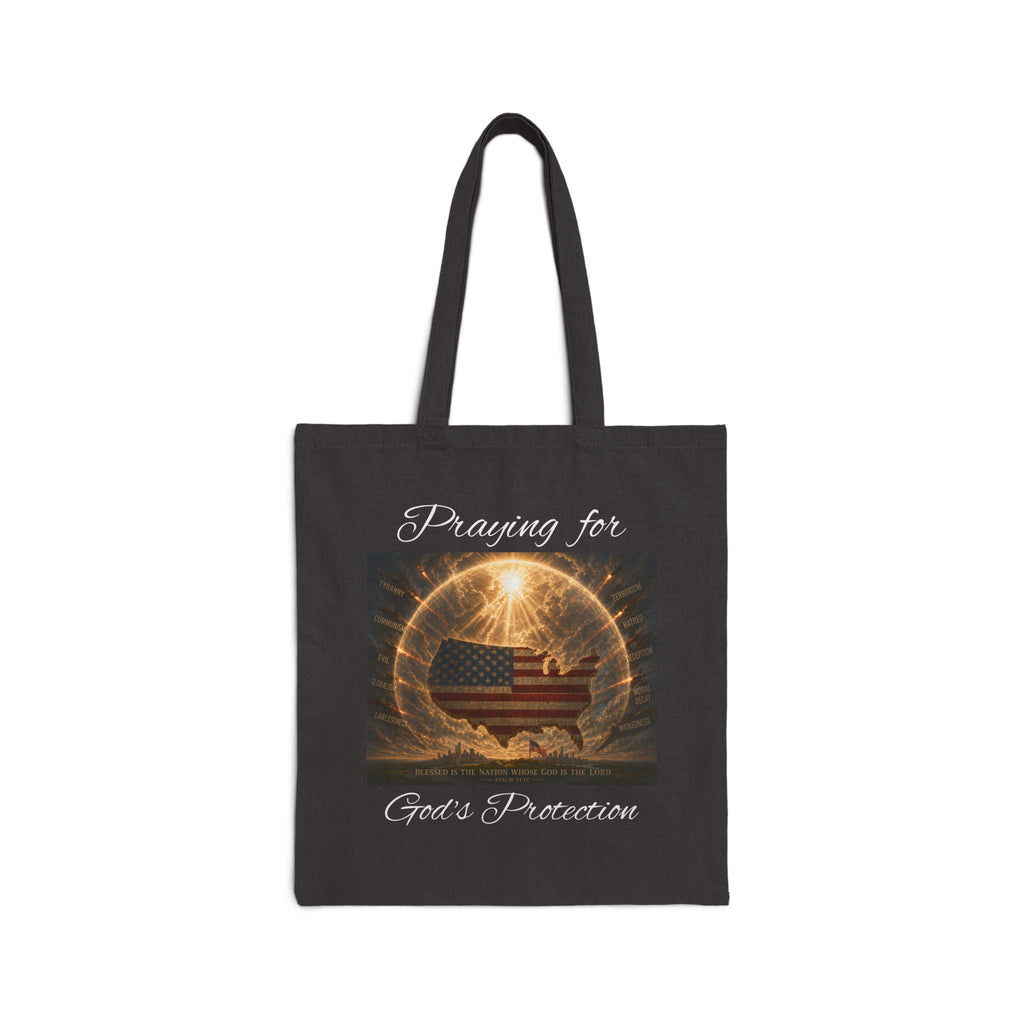 Praying for God’s Protection Patriotic Christian Cotton Tote Bag