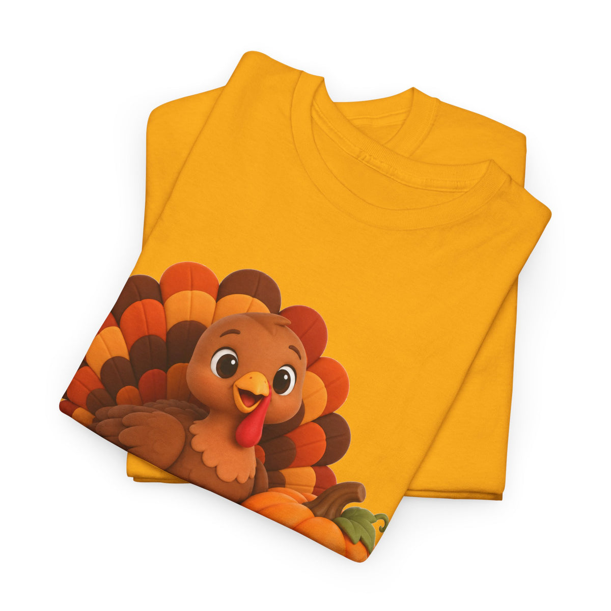 Be Thankful Thanksgiving Turkey & Pumpkin T-Shirt – Cute Fall Holiday Graphic Unisex Heavy Cotton Tee