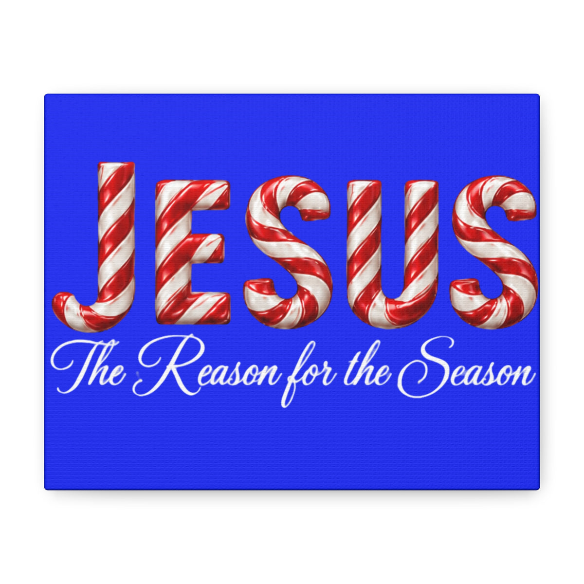 Jesus The Reason for the Season Christmas Wall Art – Candy Cane Christian Holiday Decor, Matte Canvas, Stretched, 1.25"