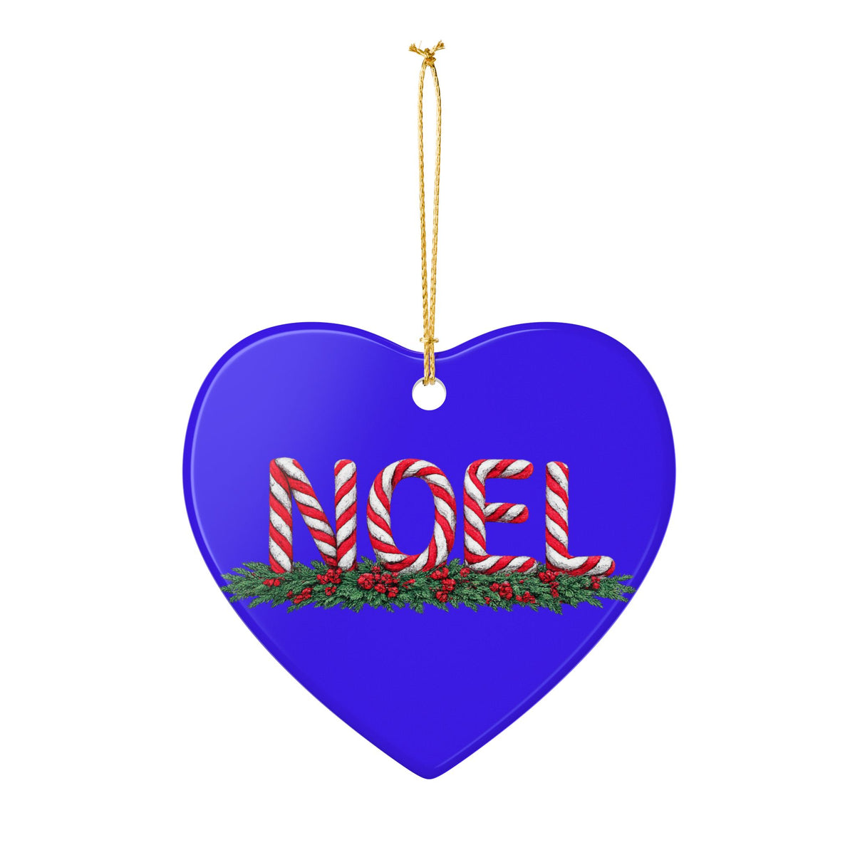 Candy Cane Noel Ceramic Decoration Ornament, (1pc)