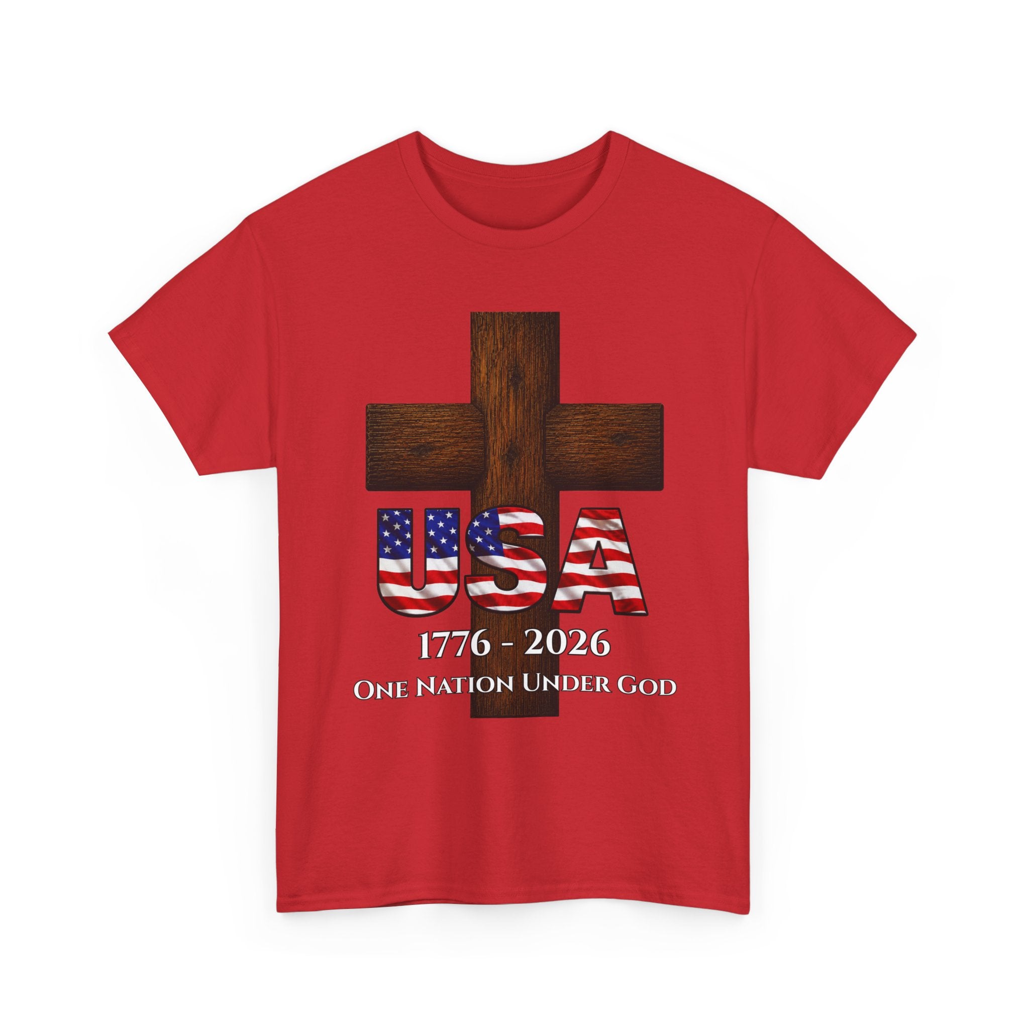 USA Cross 1776-2026 One Nation Under God Patriotic Christian T-Shirt