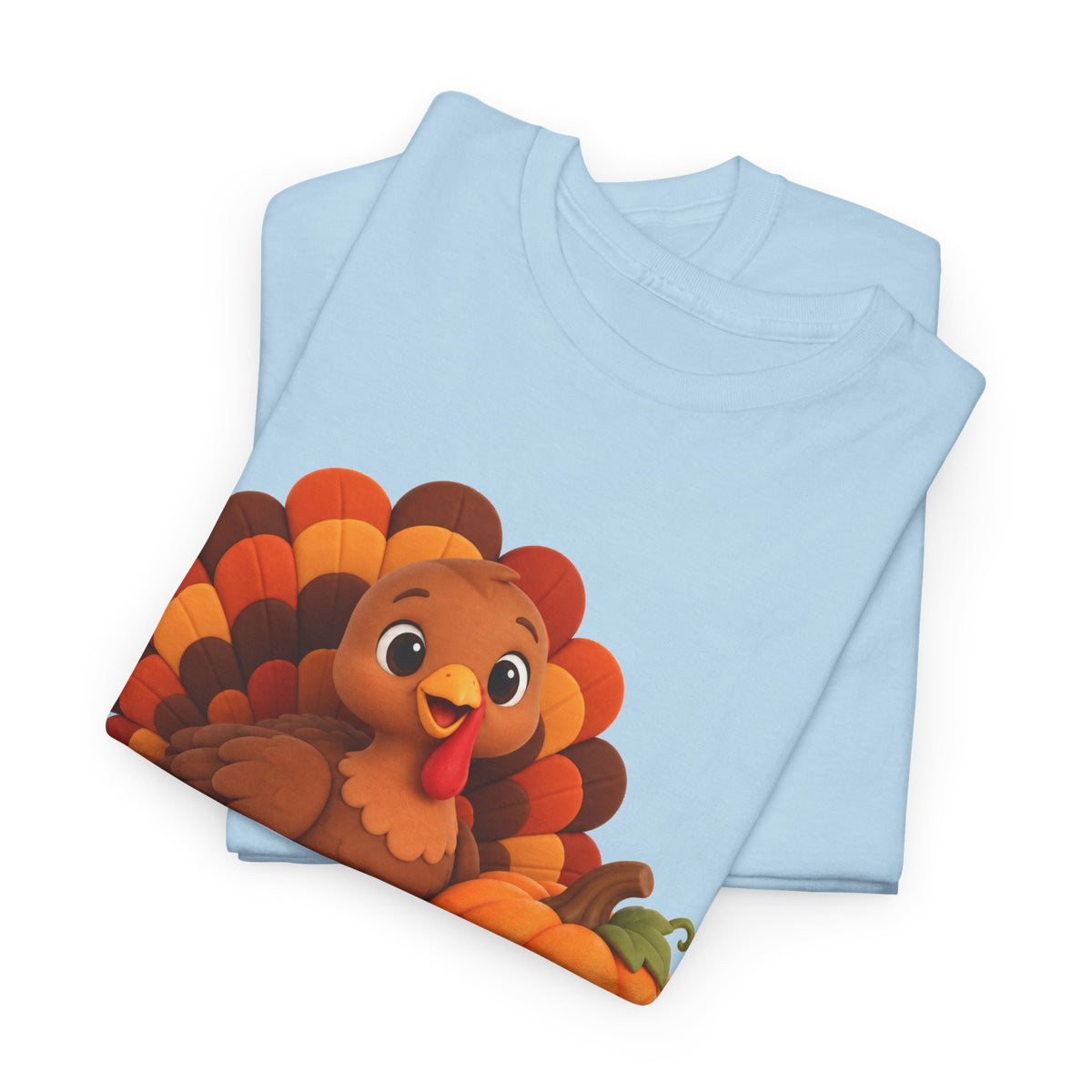 Be Thankful Thanksgiving Turkey & Pumpkin T-Shirt – Cute Fall Holiday Graphic Unisex Heavy Cotton Tee
