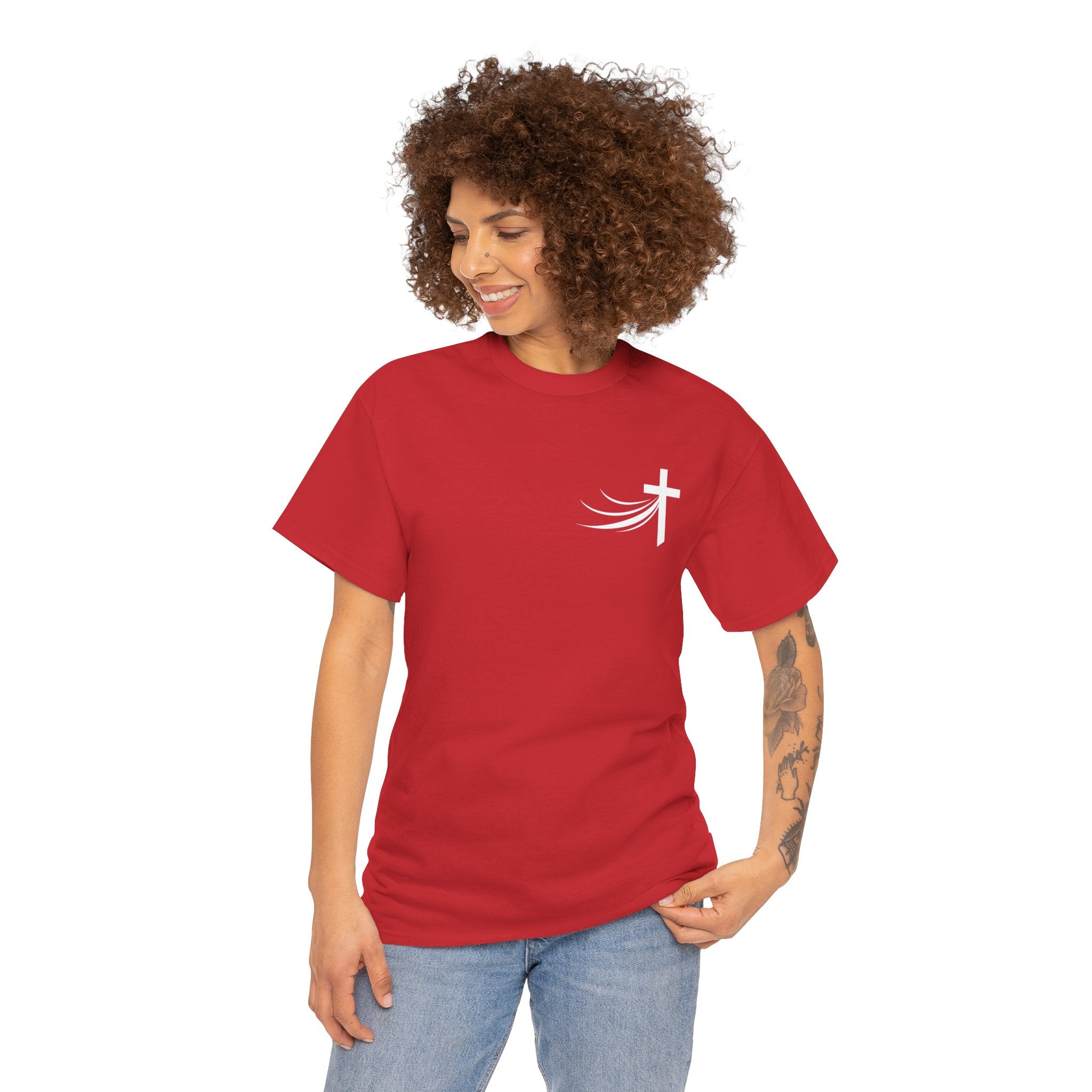 Christ Did It Christian T-Shirt – Cross & Swoosh Faith Tee