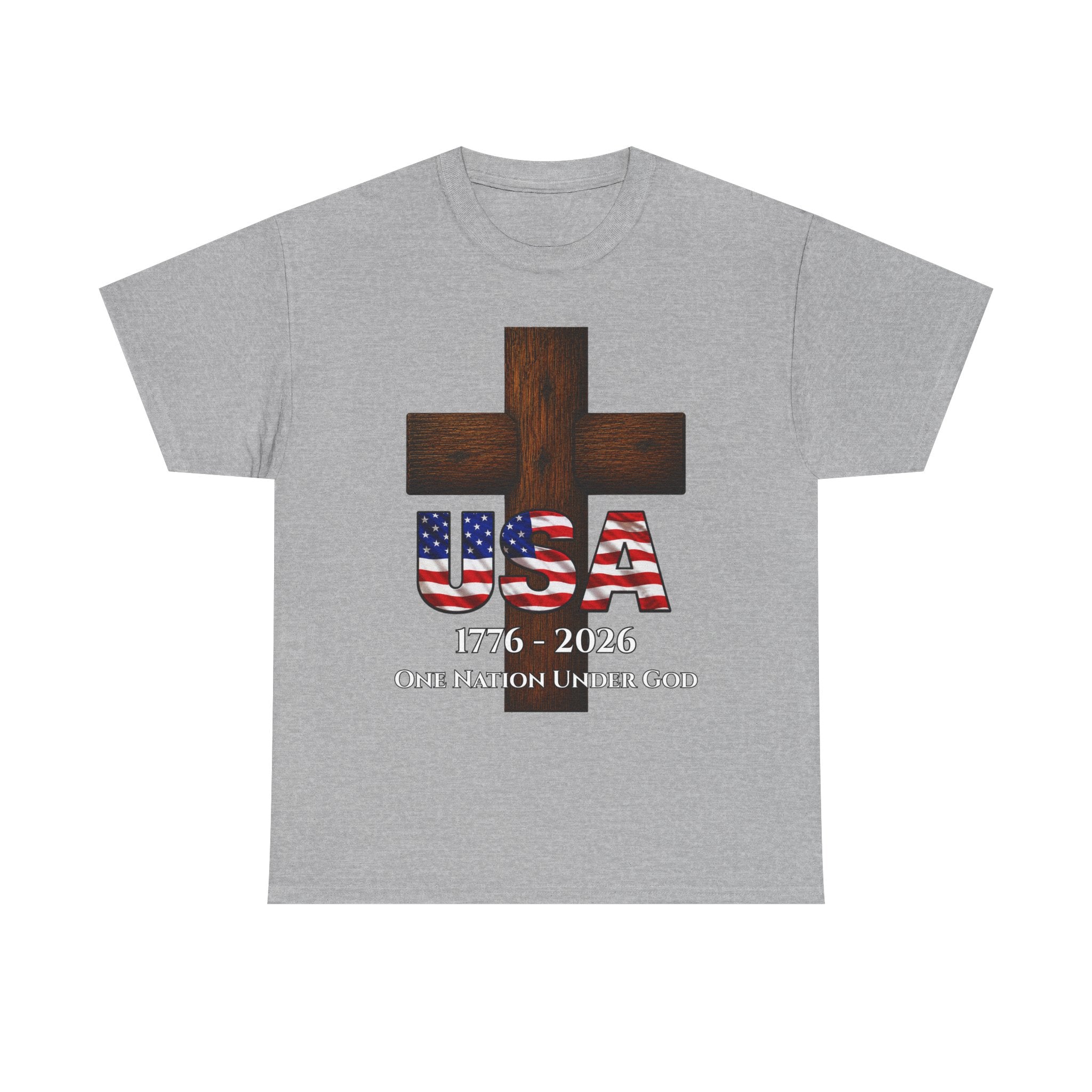 USA Cross 1776-2026 One Nation Under God Patriotic Christian T-Shirt
