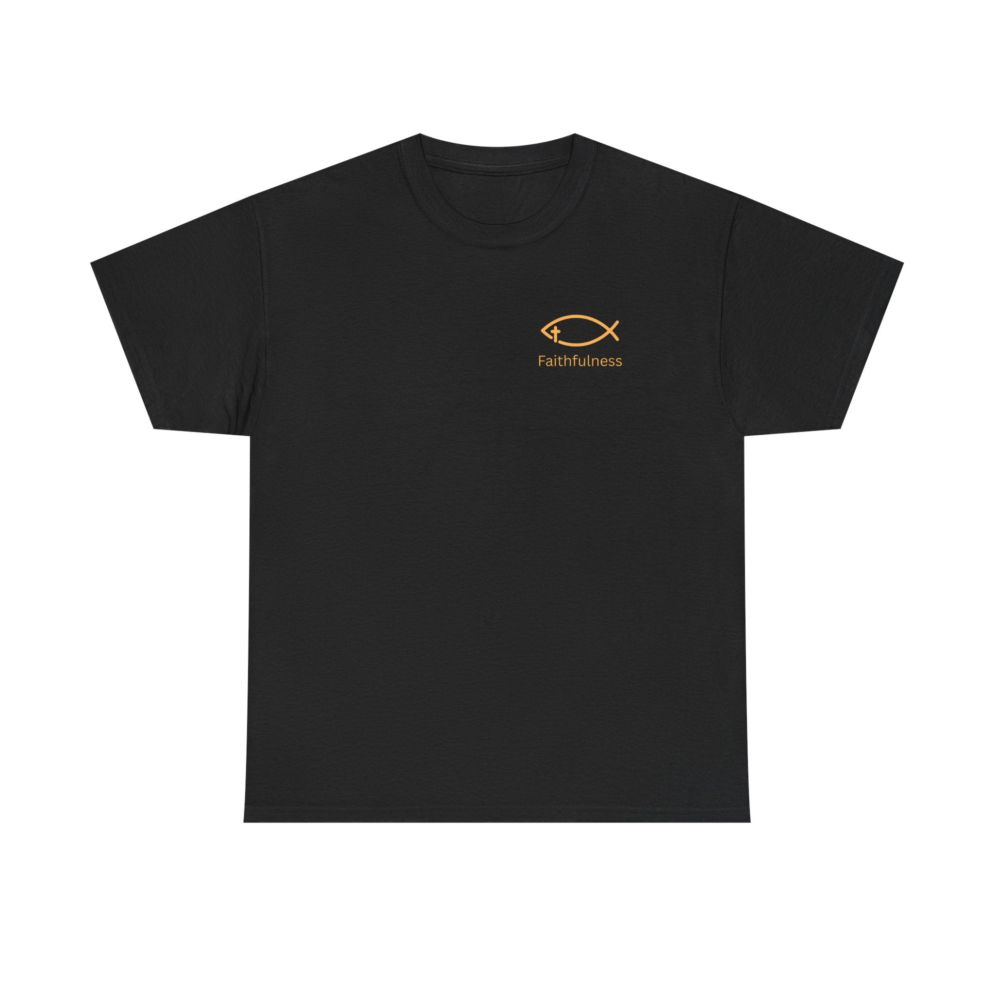 Faithful Father Christian T-Shirt | Strong Biblical Dad Tee with Cross & Mountain Design Unisex Heavy Cotton Tee