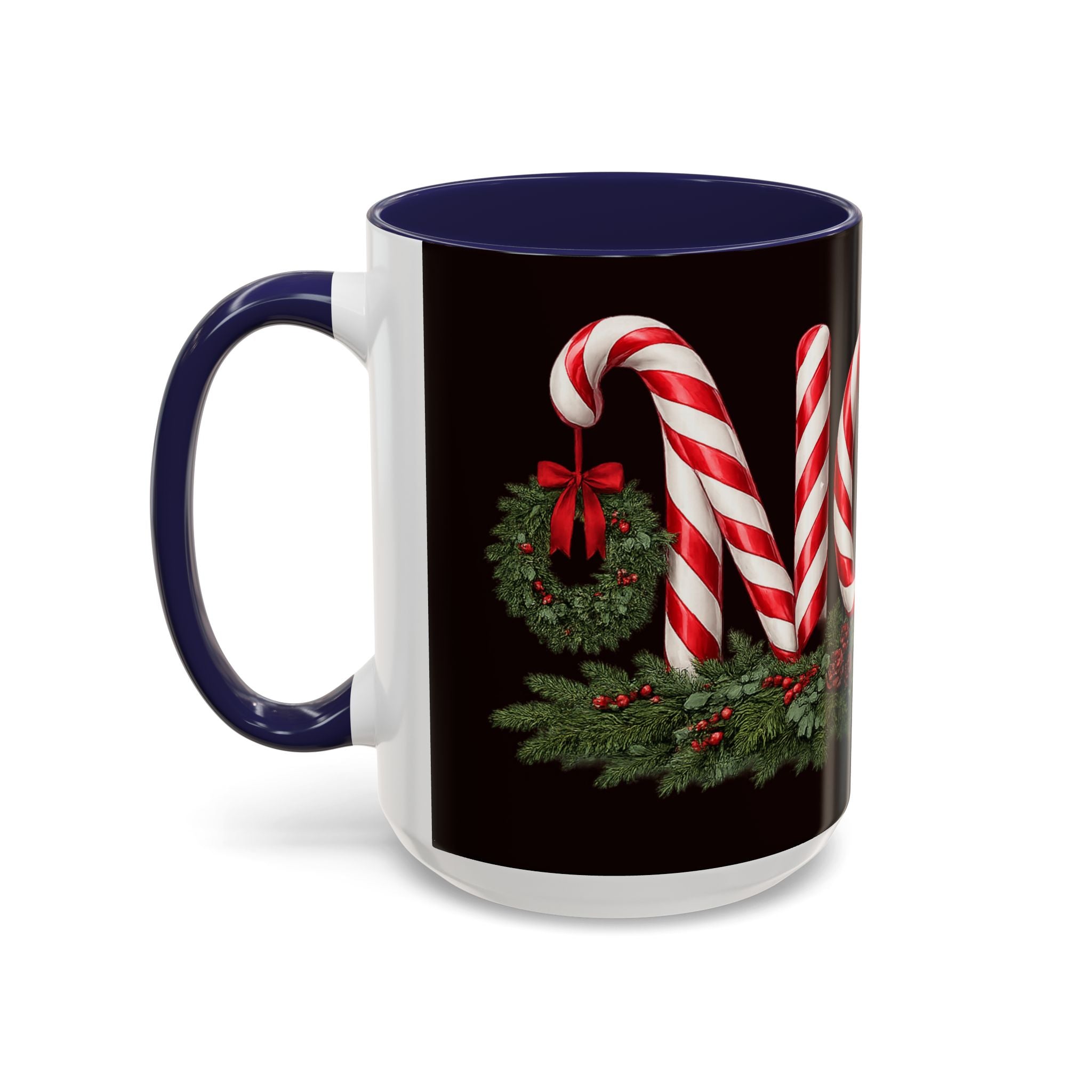 NOEL Candy Cane Christmas Mug – Festive Holiday Coffee Cup  (11, 15oz)