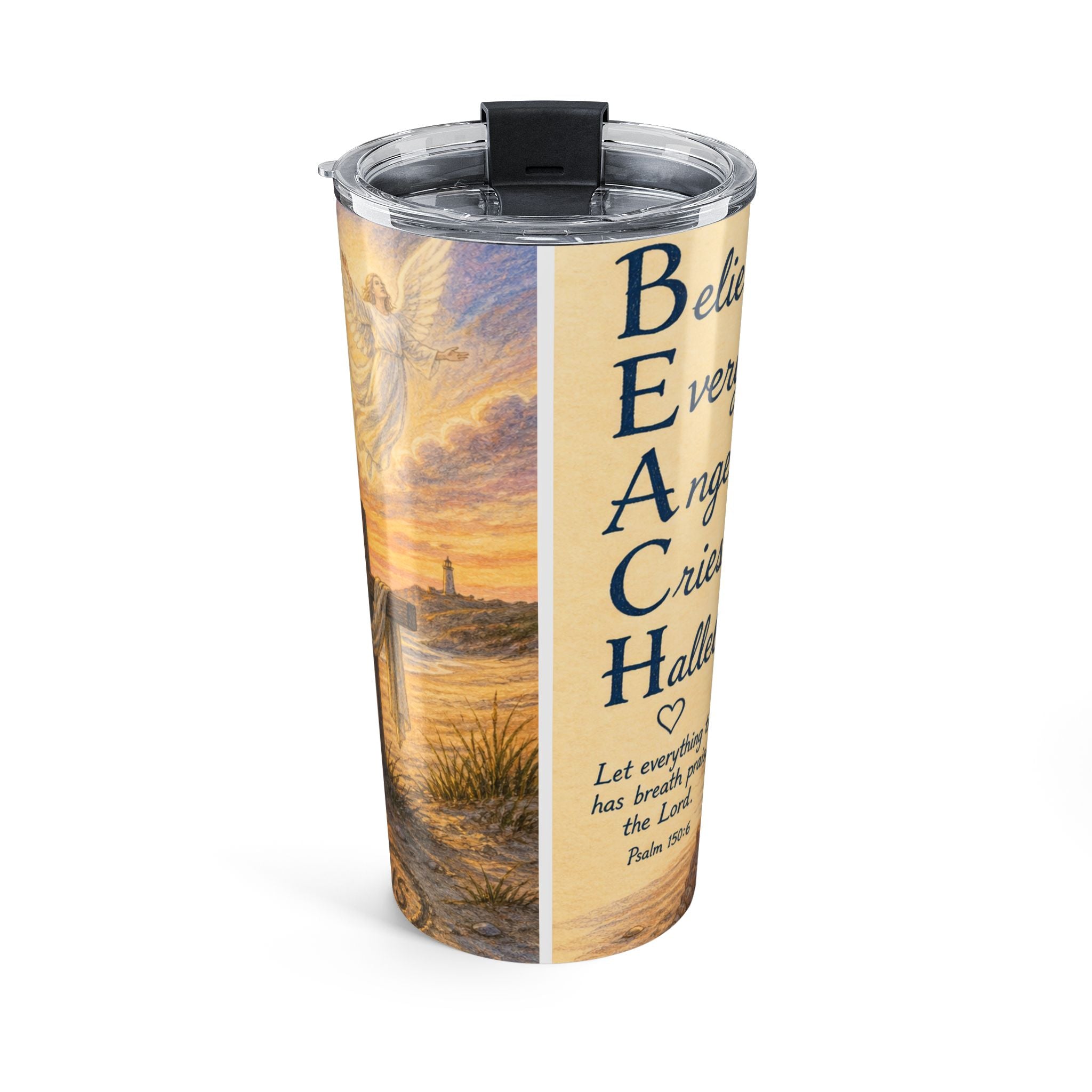 Beach Faith Christian Sunset Tumbler – Inspirational Scripture Tumbler 20oz
