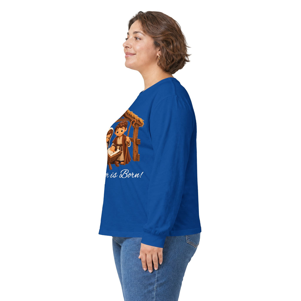 A Savior Is Born Nativity Christian Christmas Ultra Cotton Long Sleeve Tee