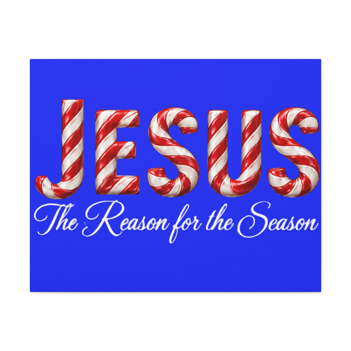 Jesus The Reason for the Season Christmas Wall Art – Candy Cane Christian Holiday Decor, Matte Canvas, Stretched, 1.25"