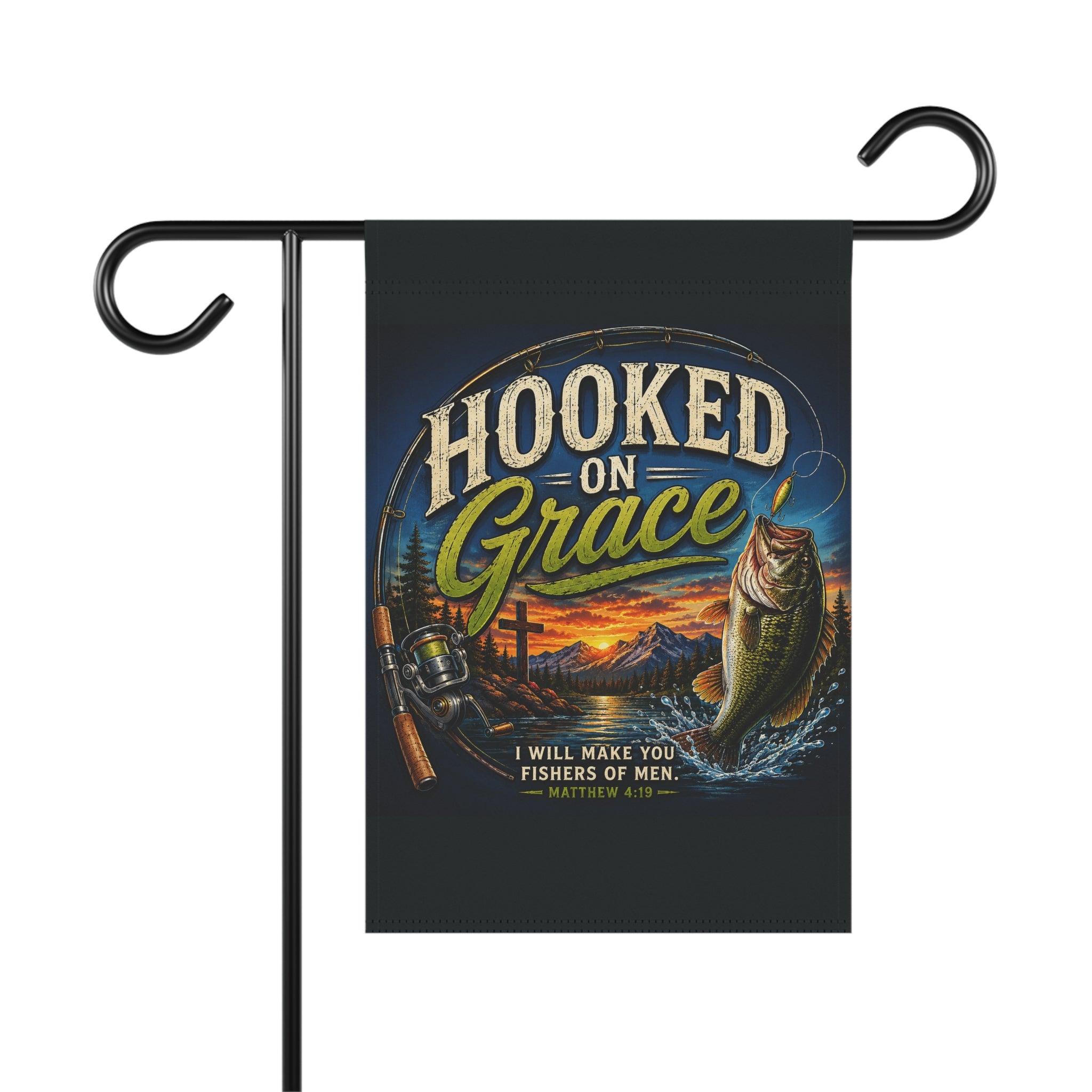 Hooked on Grace Christian Garden Flag