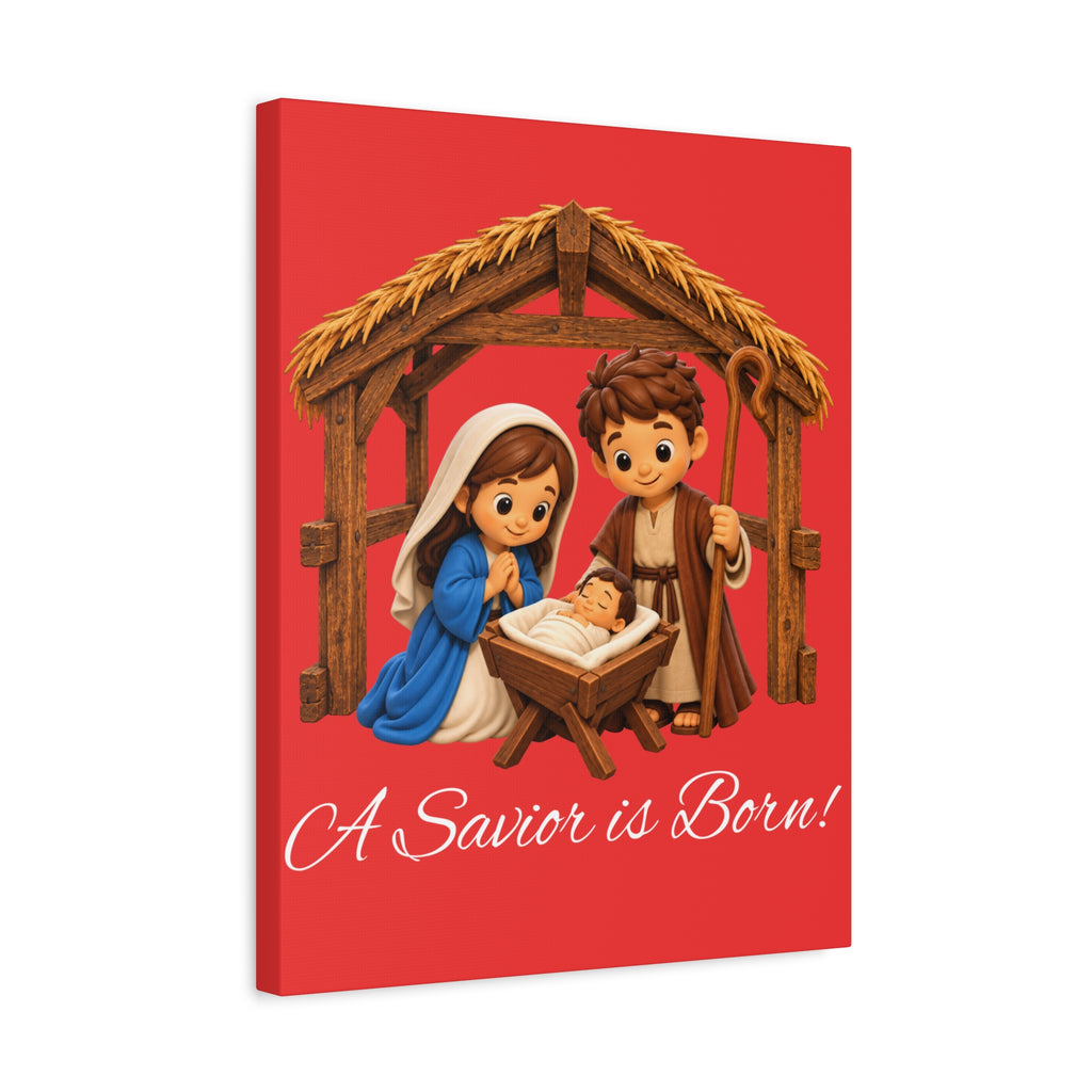 A Savior Is Born Nativity Christmas Canvas Wall Art, Matte Canvas, Stretched, 1.25"
