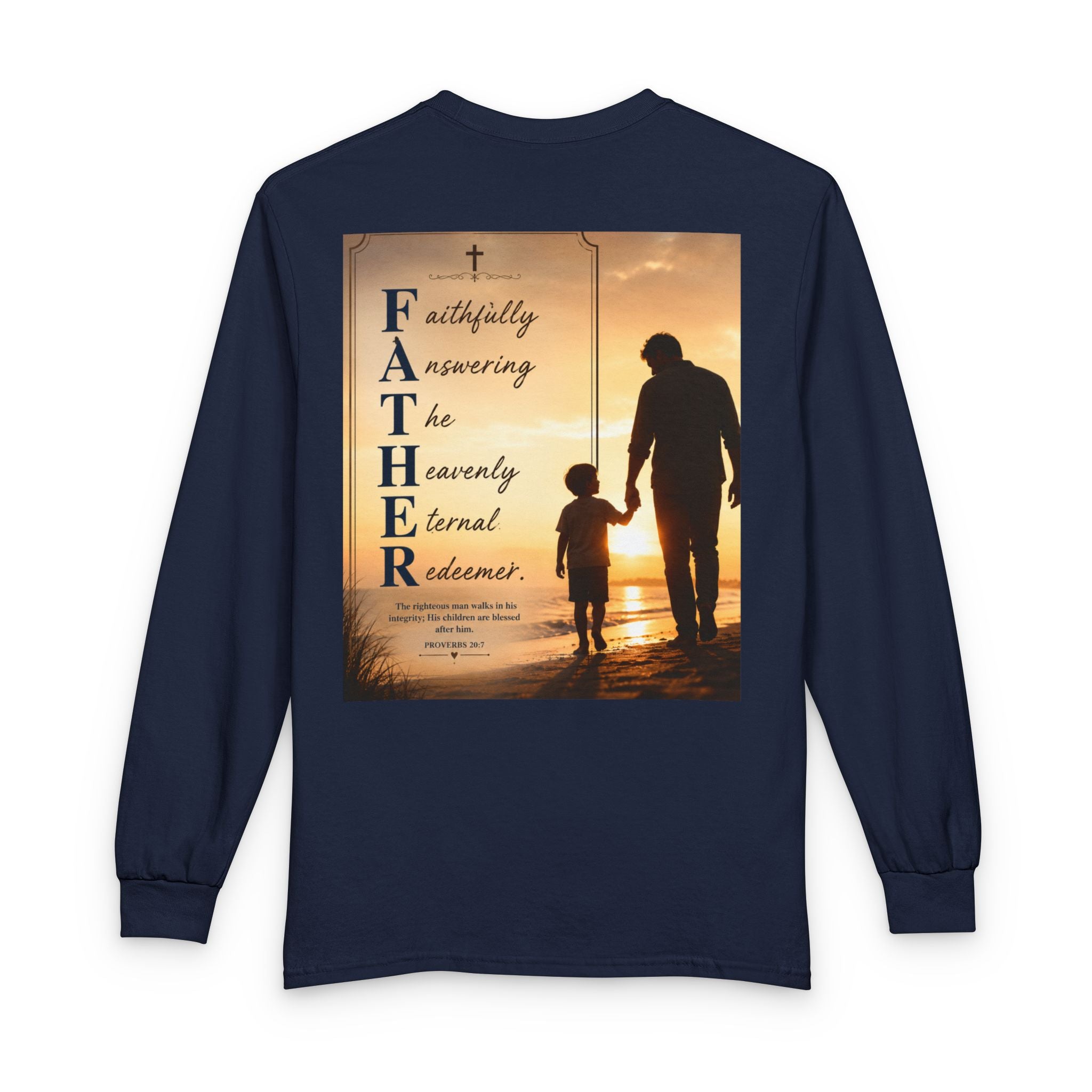 Faithful Father Christian Long Sleeve Shirt – Inspirational Dad Acrostic Sunset Design Unisex Long Sleeve T-Shirt