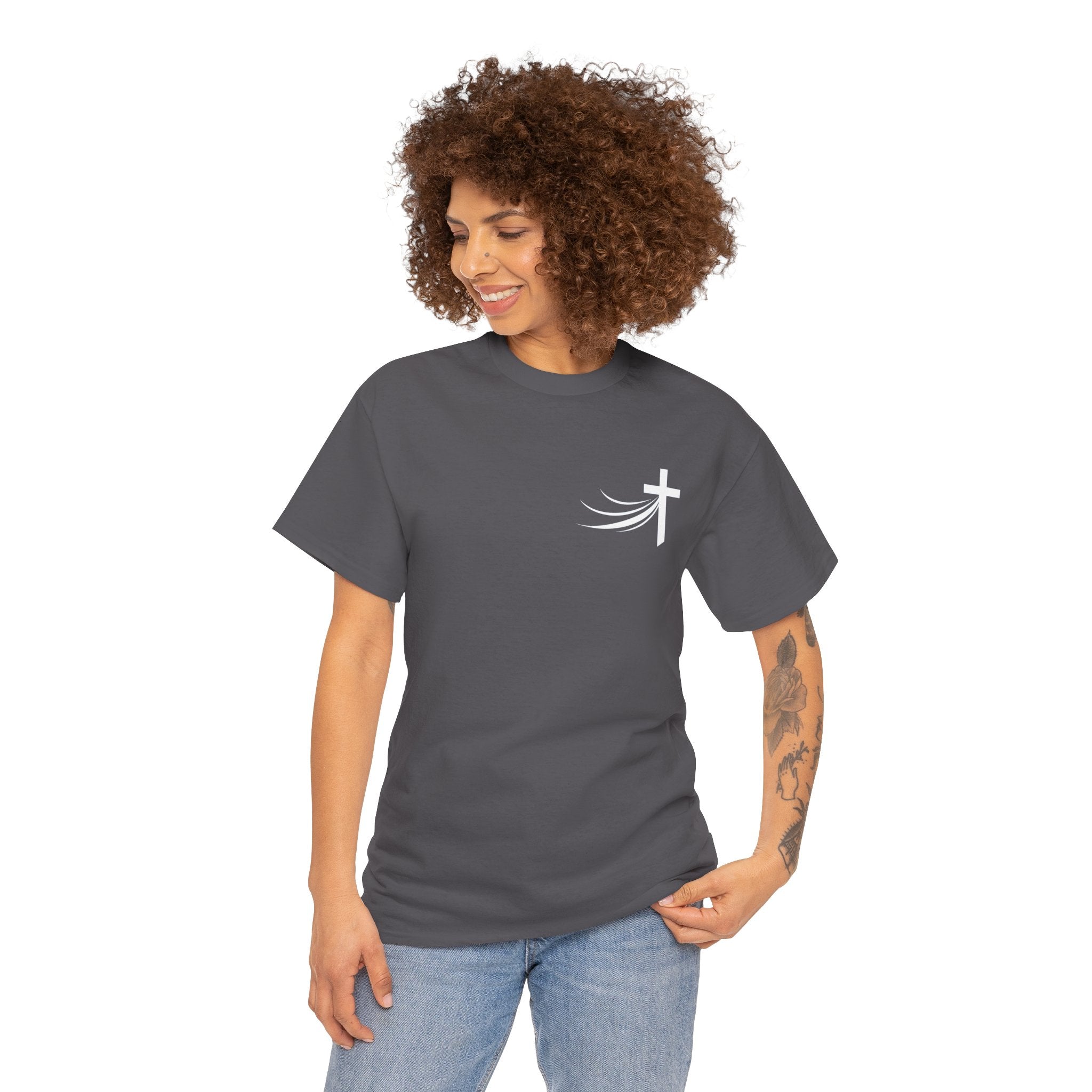 Christ Did It Christian T-Shirt – Cross & Swoosh Faith Tee