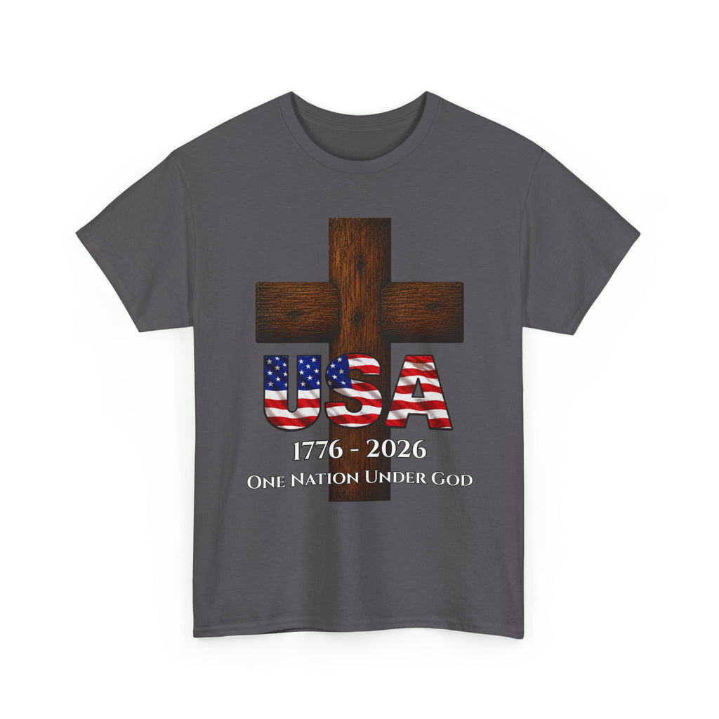 USA Cross 1776-2026 One Nation Under God Patriotic Christian T-Shirt