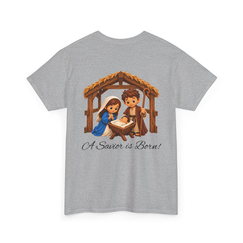 A Savior Is Born Nativity Christmas Heavy Cotton Tee