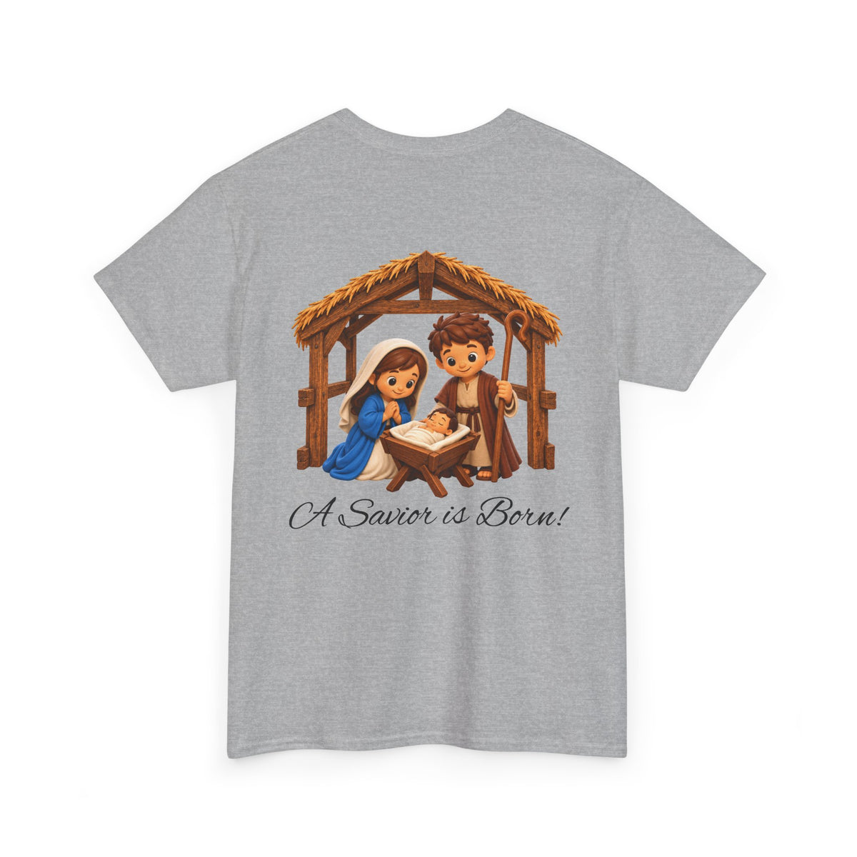 A Savior Is Born Nativity Christmas Heavy Cotton Tee