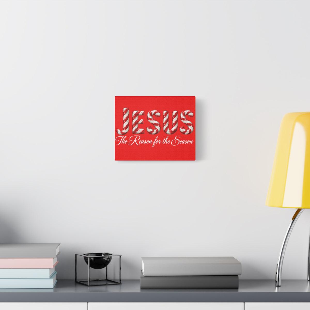 Jesus The Reason for the Season Christmas Wall Art – Candy Cane Christian Holiday Decor, Matte Canvas, Stretched, 1.25"