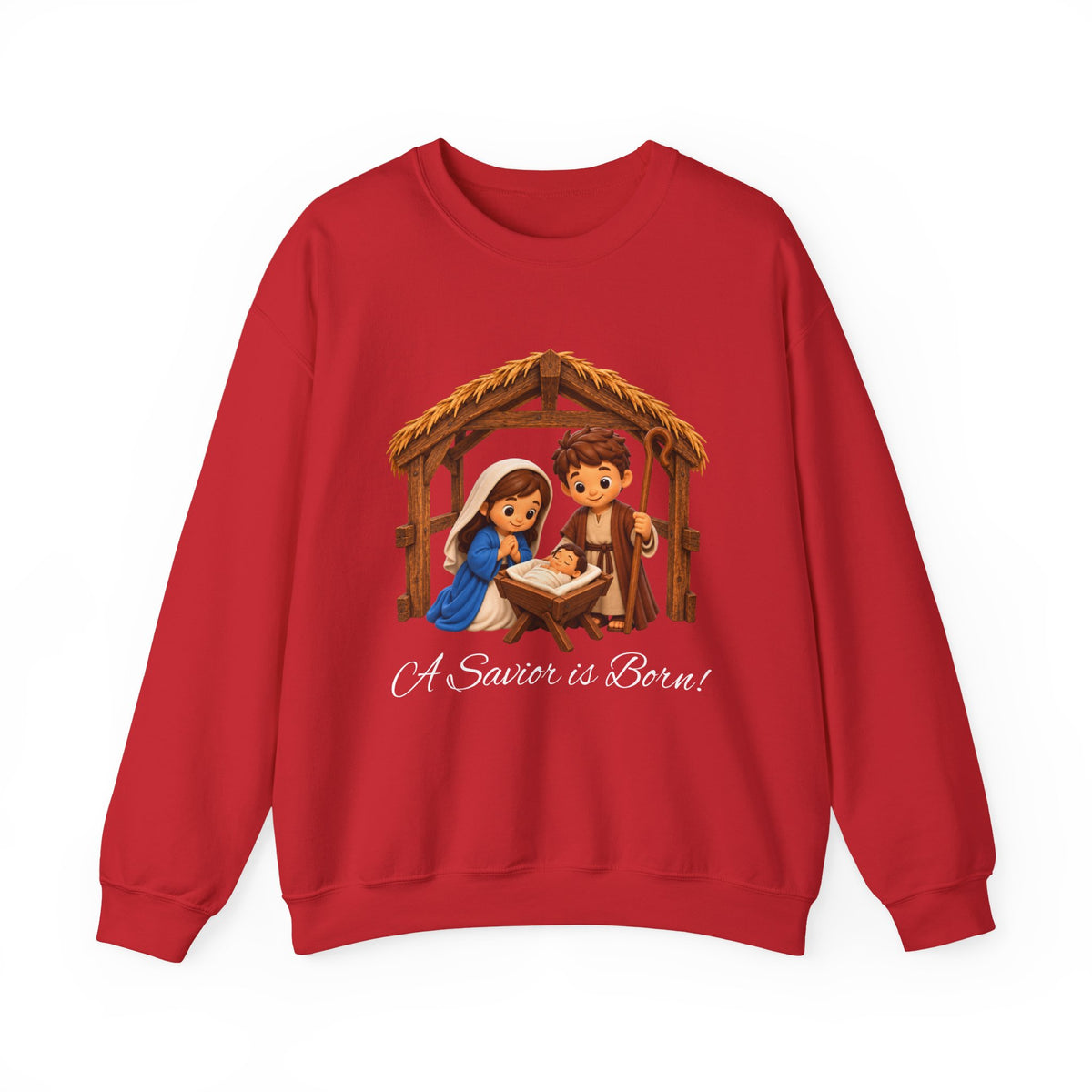 A Savior Is Born Nativity Christmas Heavy Blend™ Crewneck Sweatshirt