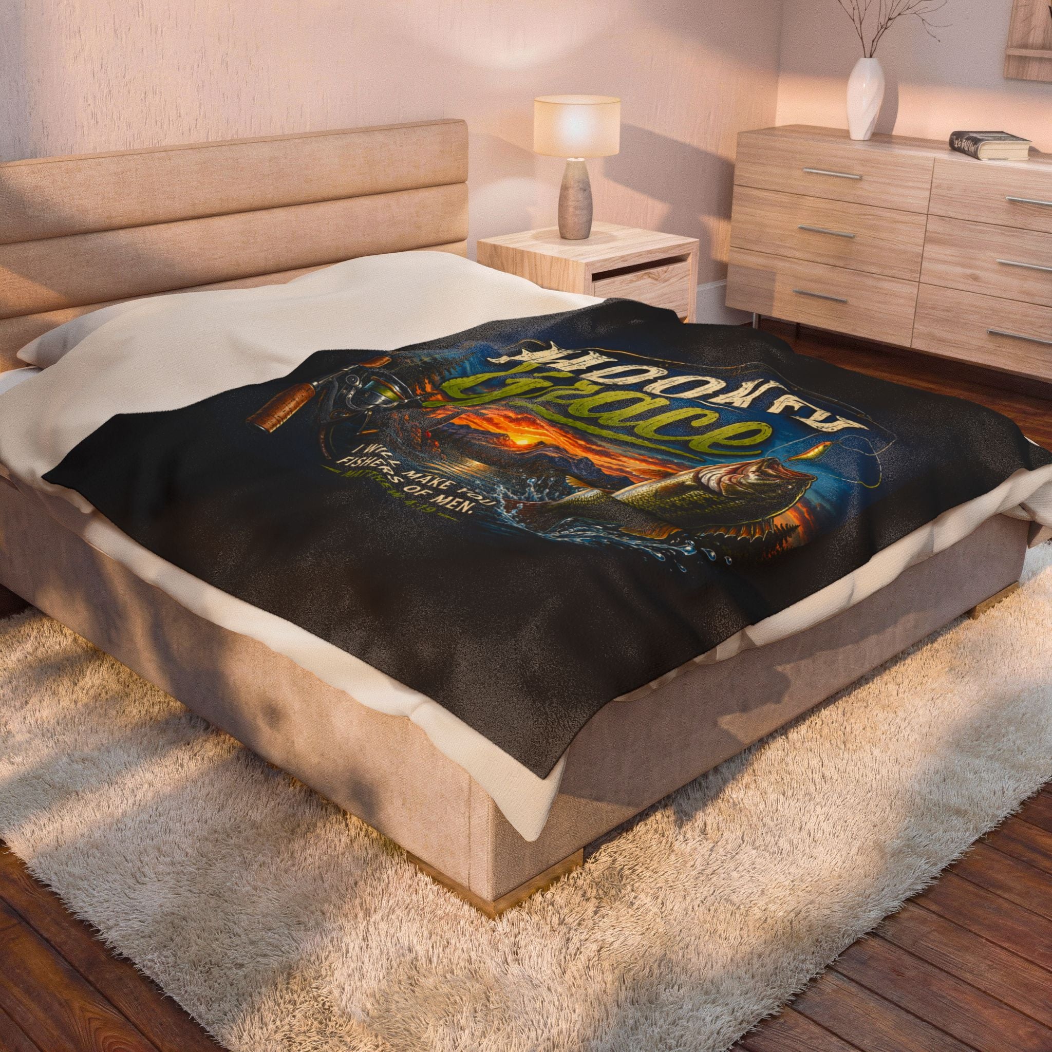 Hooked on Grace Christian Sherpa Fleece Blanket