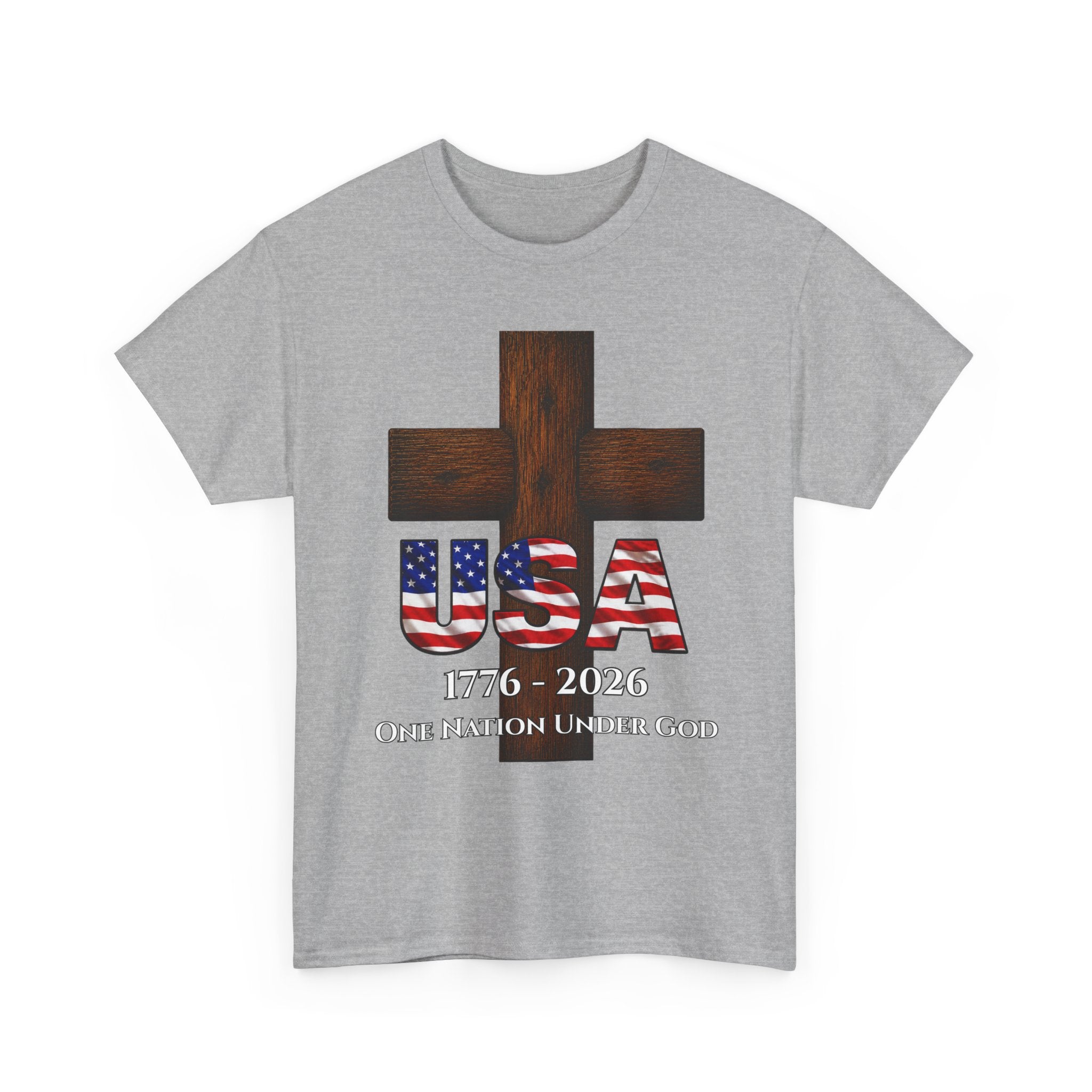 USA Cross 1776-2026 One Nation Under God Patriotic Christian T-Shirt
