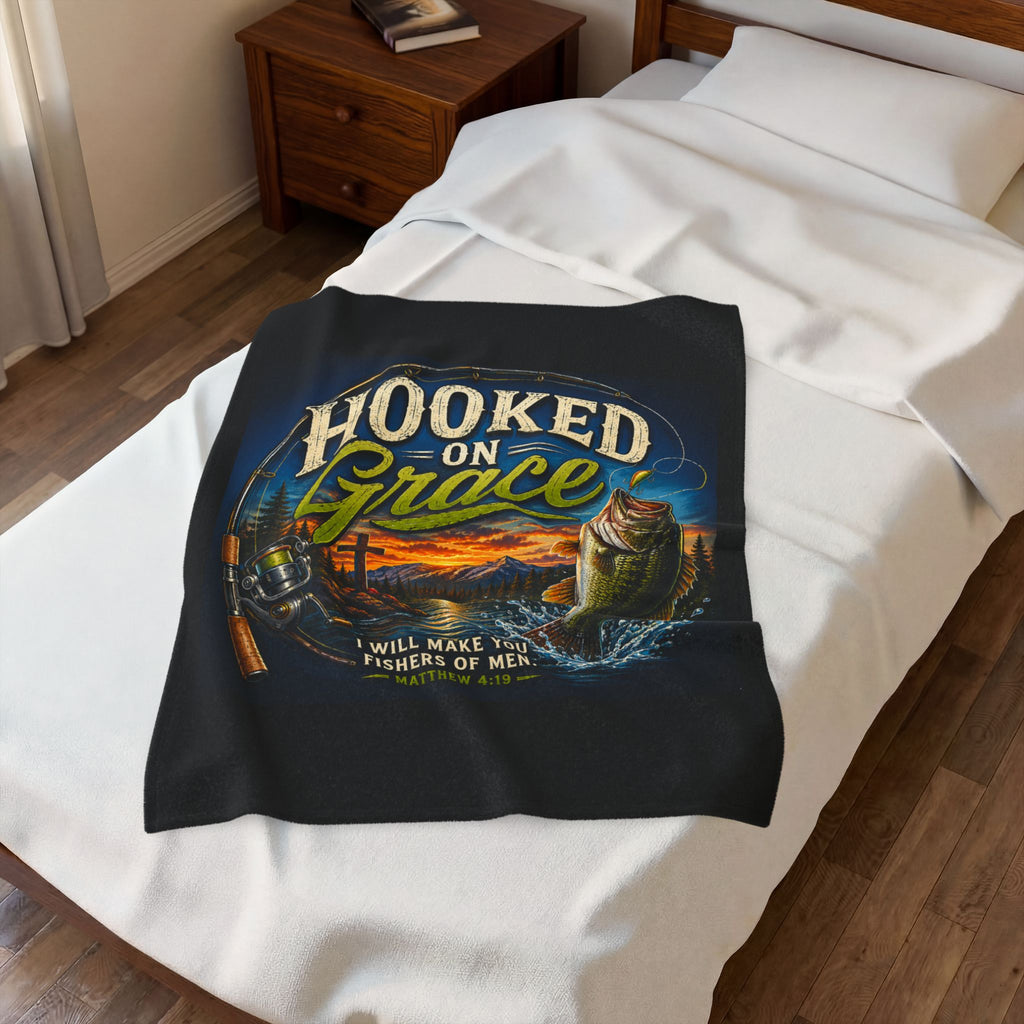 Hooked on Grace Christian Sherpa Fleece Blanket