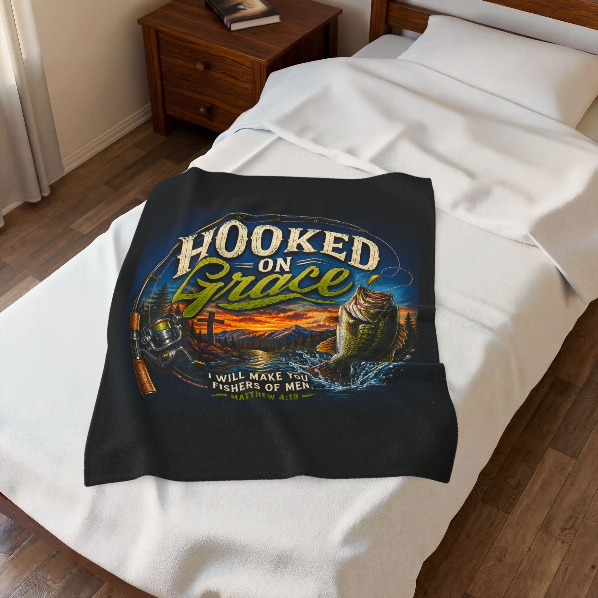 Hooked on Grace Christian Sherpa Fleece Blanket