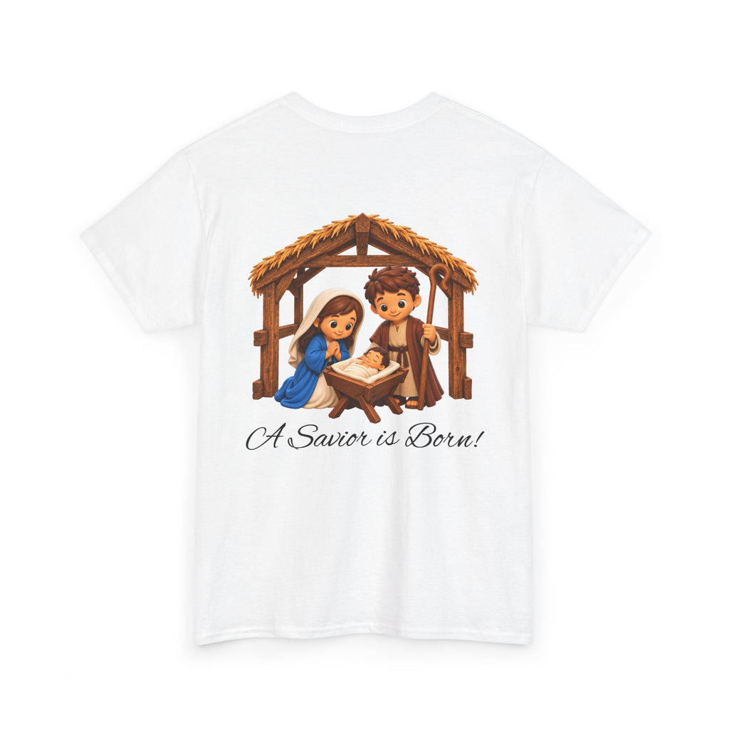 A Savior Is Born Nativity Christmas Heavy Cotton Tee