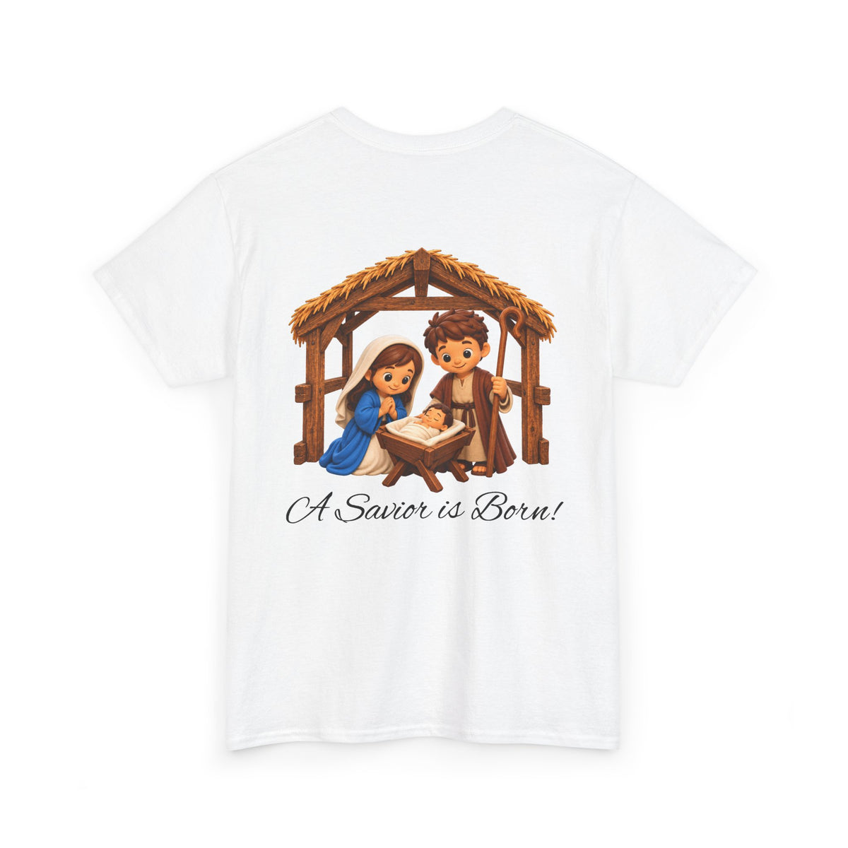 A Savior Is Born Nativity Christmas Heavy Cotton Tee
