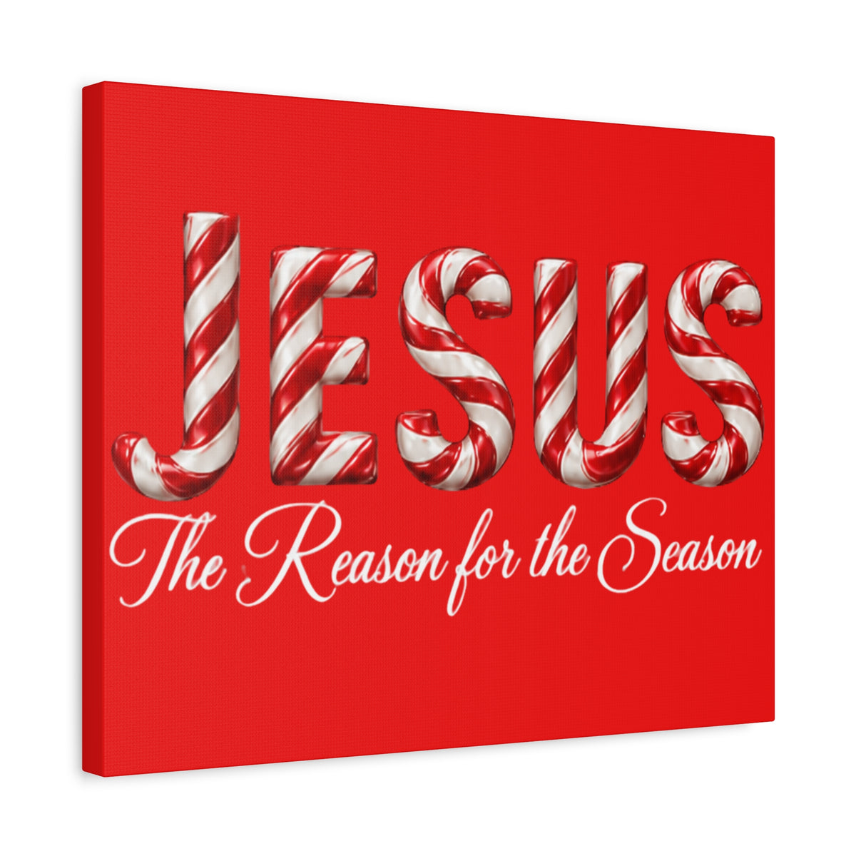 Jesus The Reason for the Season Christmas Wall Art – Candy Cane Christian Holiday Decor, Matte Canvas, Stretched, 1.25"