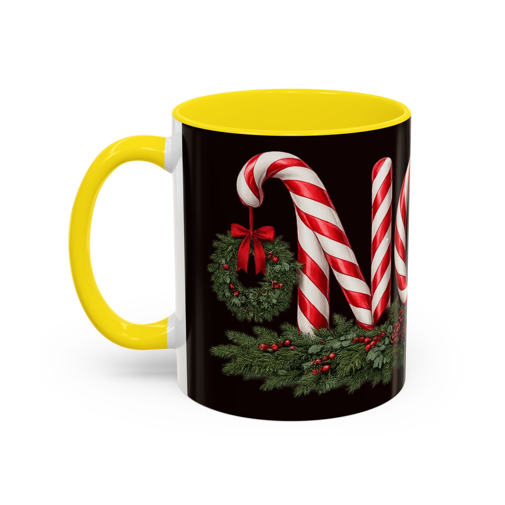 NOEL Candy Cane Christmas Mug – Festive Holiday Coffee Cup  (11, 15oz)