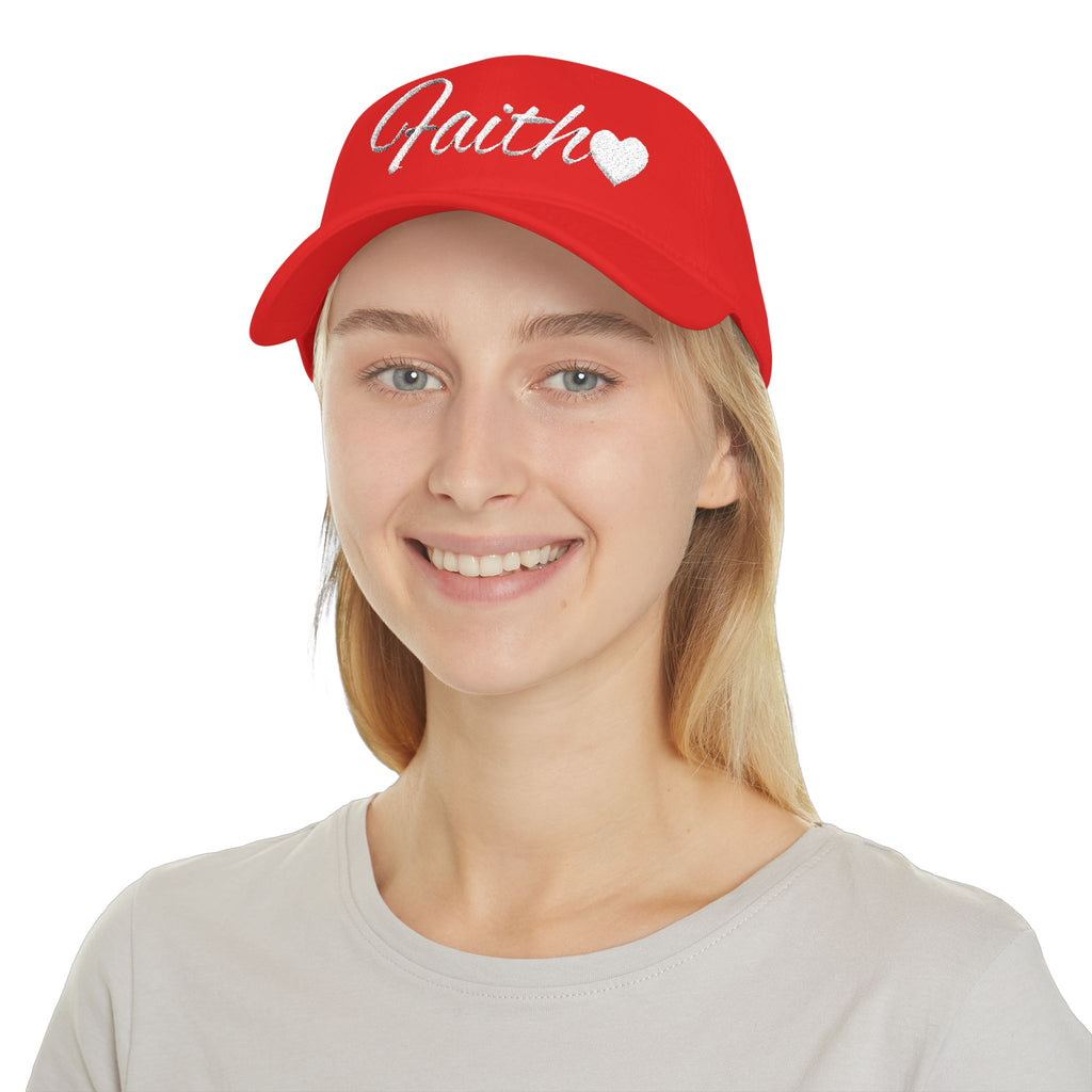 Faith Heart Embroidered Christian Cap – Inspirational Hat with White Script Design Low Profile Baseball Cap