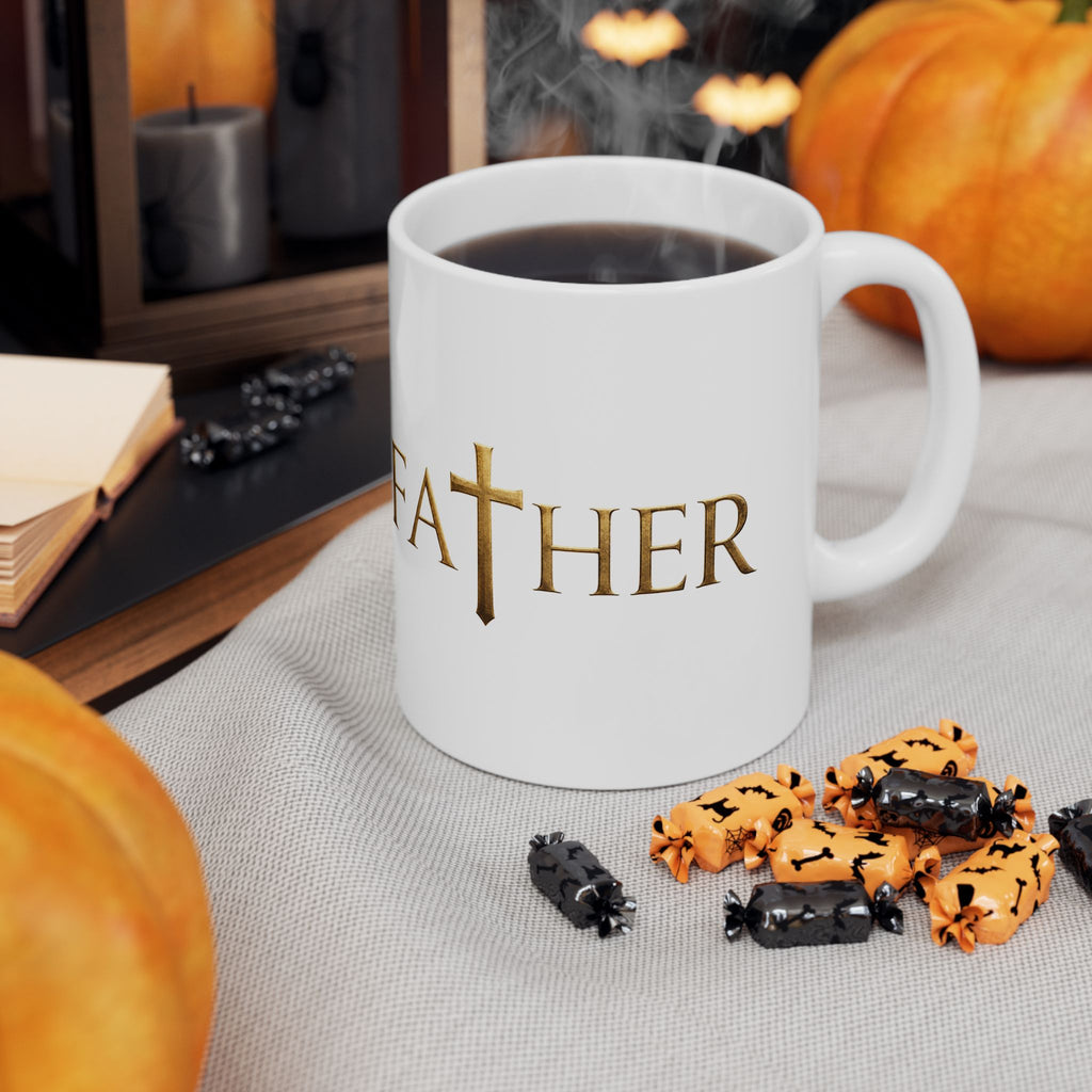 Faith Christian Cross Minimalist Inspirational Design Ceramic Mug, (11oz, 15oz)