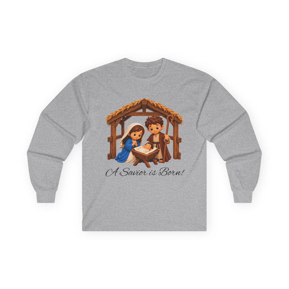 A Savior Is Born Nativity Christian Christmas Long Sleeve T-Shirt
