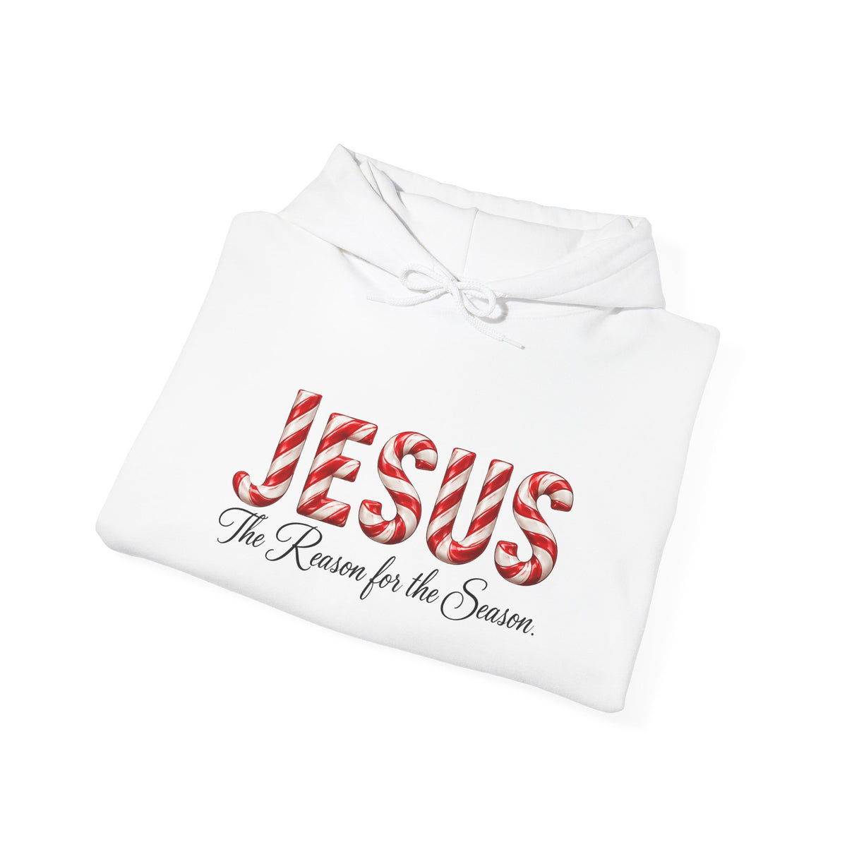 Jesus Is the Reason for the Season – Candy Cane Christmas Christian Hoodie-Unisex Heavy Blend™ Hooded Sweatshirt