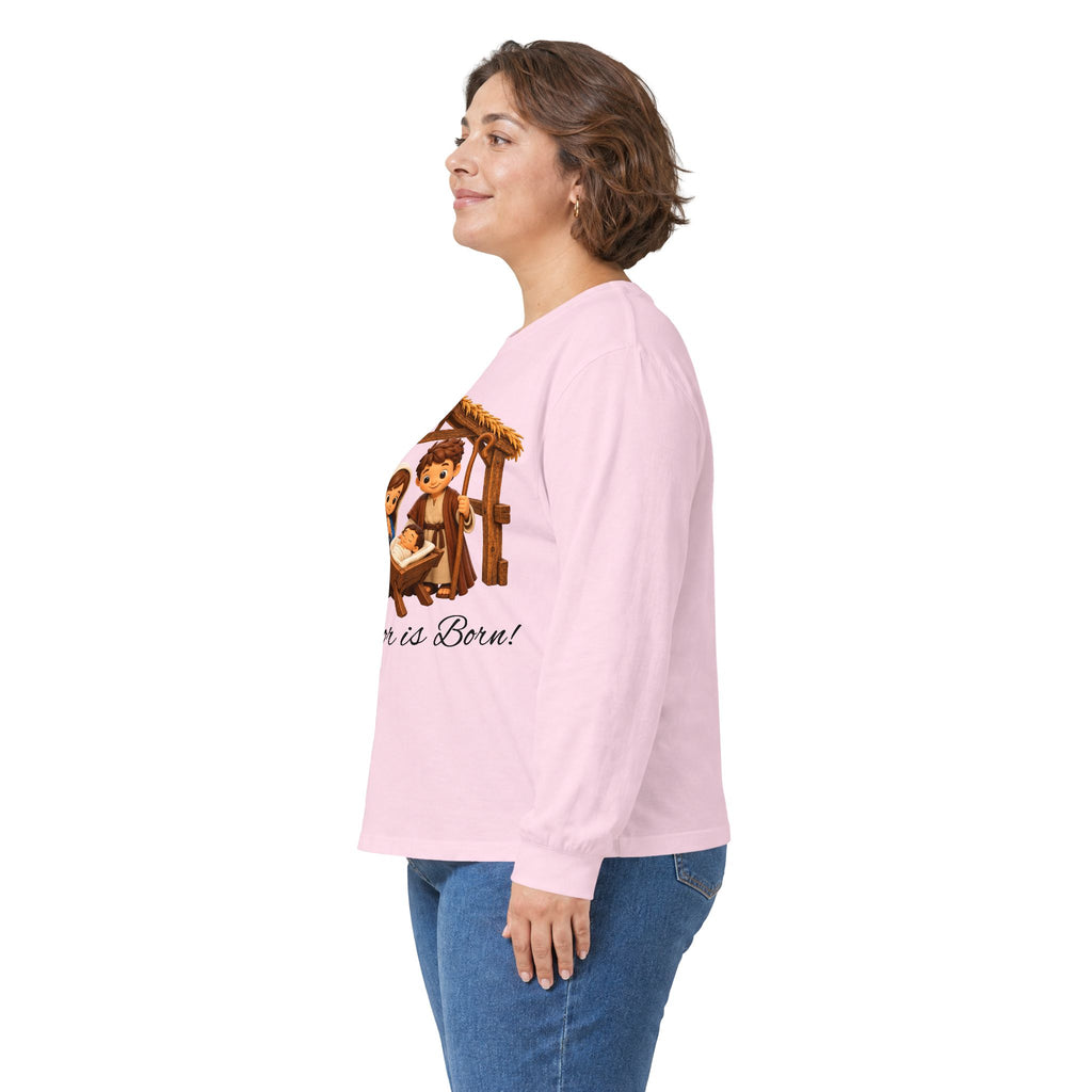 A Savior Is Born Nativity Christian Christmas Long Sleeve T-Shirt