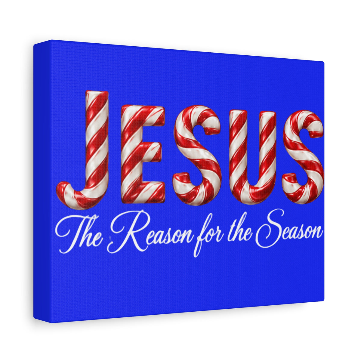 Jesus The Reason for the Season Christmas Wall Art – Candy Cane Christian Holiday Decor, Matte Canvas, Stretched, 1.25"